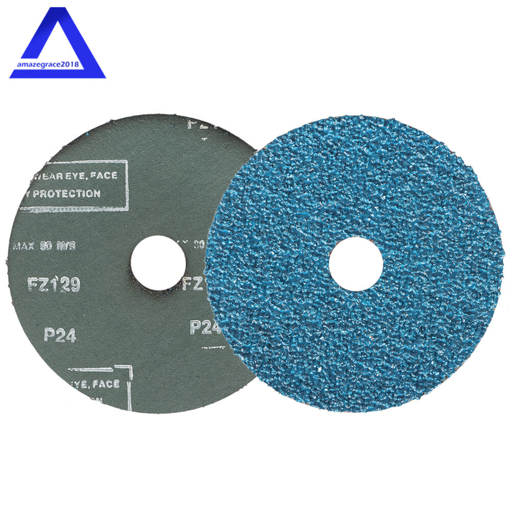 25Pcs 5″/4.5″ 24 Grit & 36 Grit Zirconia Resin Fiber Disc Grinding Sanding Discs