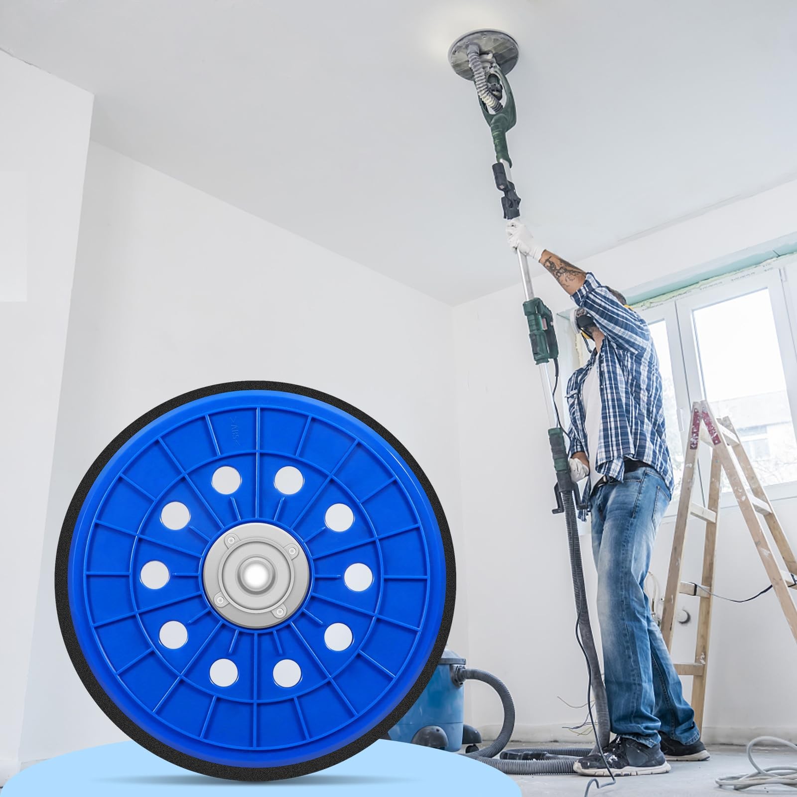 Awutzut Drywall Sander Backing Pad 9 inch 10 Holes 9 inches, Blue