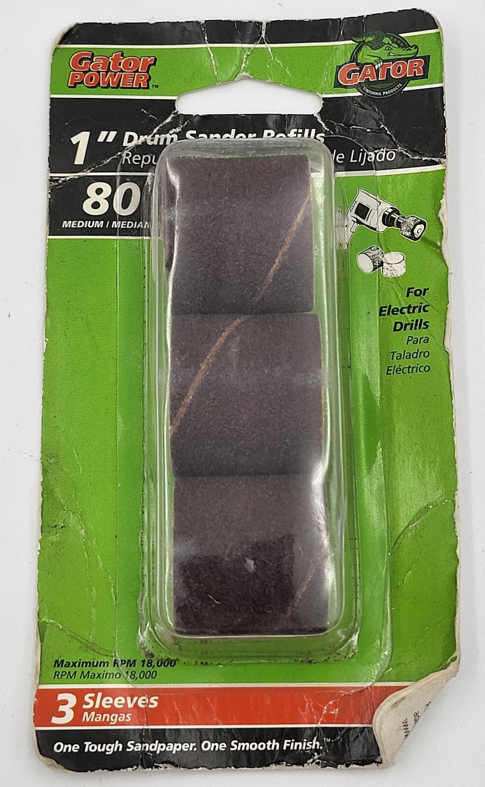 Gator Power 1″ Drum Sander Refills 80 Medium for Electric Drills 3-Pack – New
