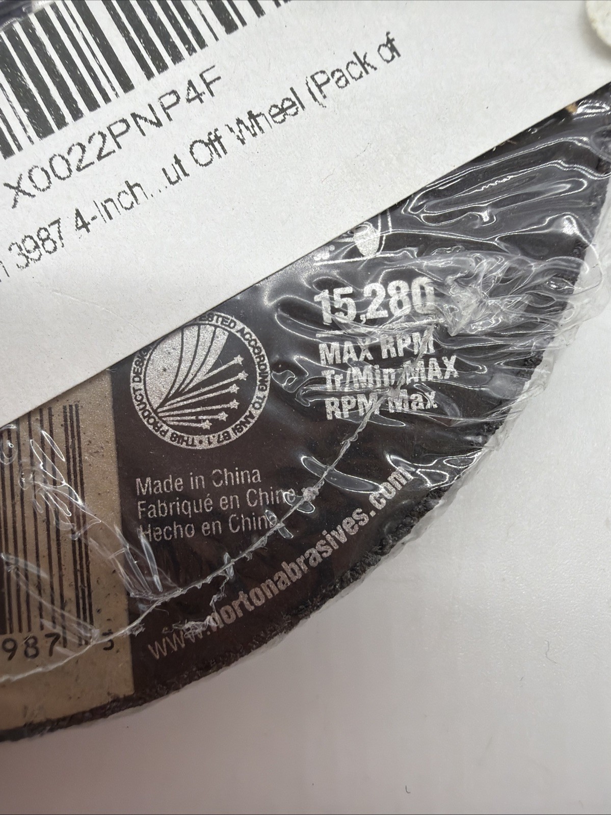 Norton Job Pack 5 Cutoff Wheels, 4in. Dia., 15,280 RPM, Model# 07660703987.
