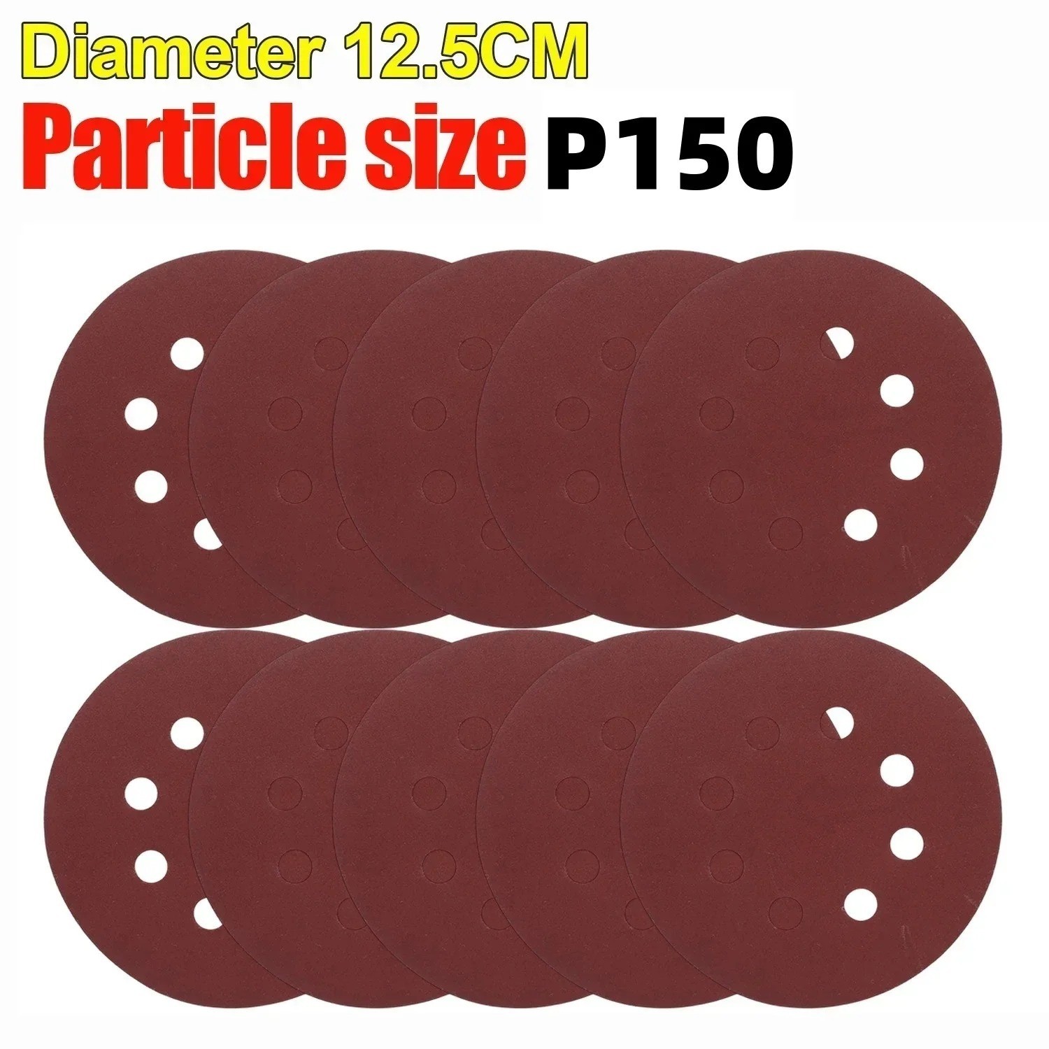 125mm Sanding Discs 8-Hole Red Variety Pack Grit, Hook ,Loop Sandpaper