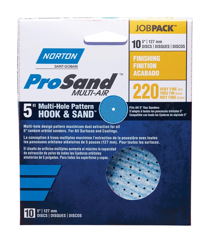 Norton 7660703218 220-Grit Ceramic Fine Hook & Loop Sanding Disc 5 in.