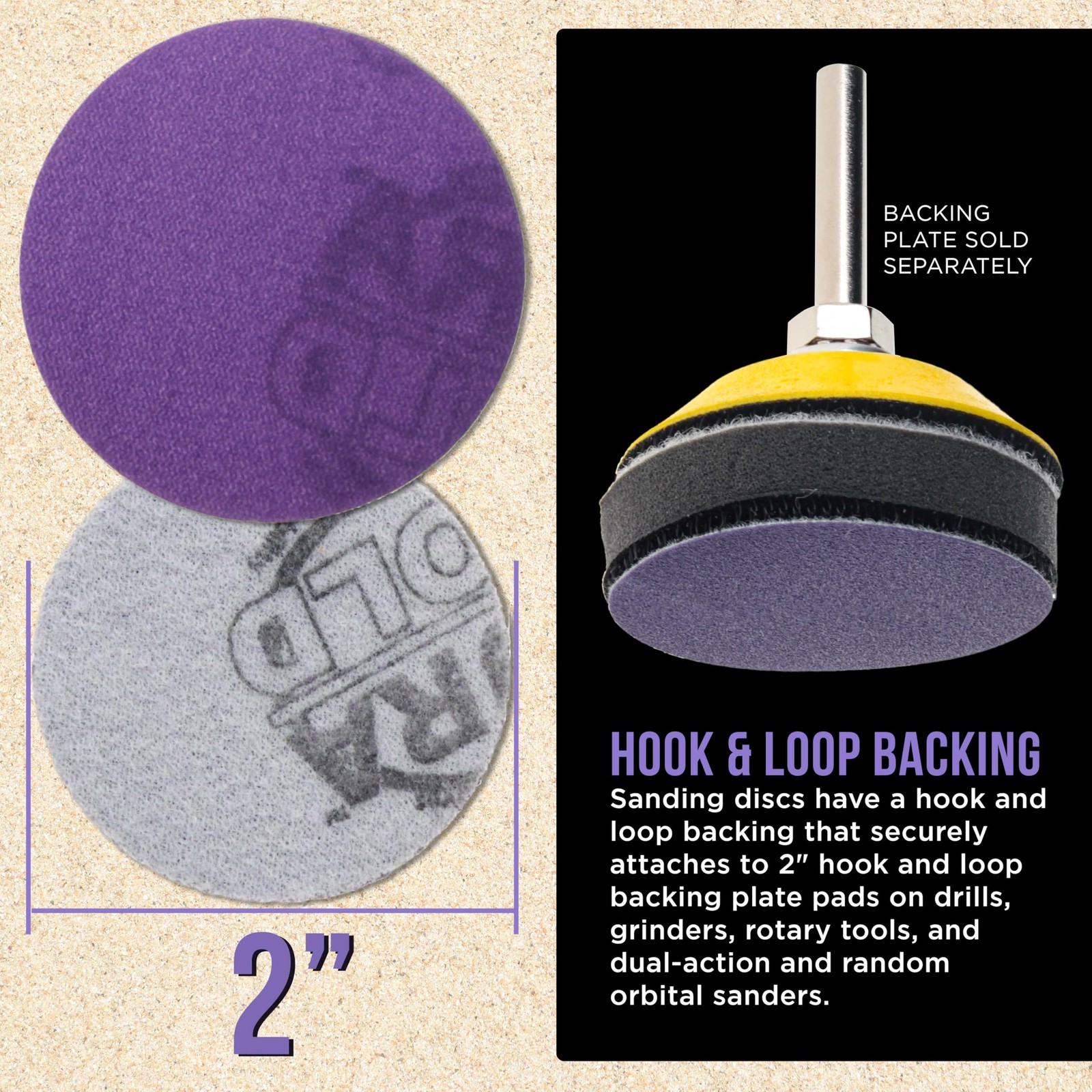 Premium 400 Grit 2″ Purple Film Ceramic Sanding Discs, of 30 – Hook & Loop Ba…
