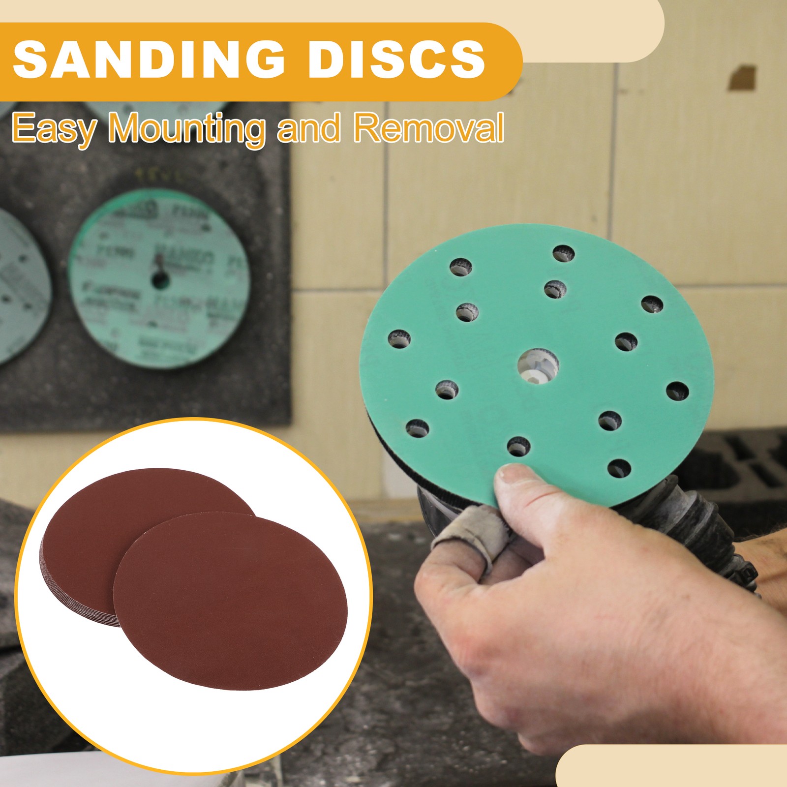10 Pcs 320Grit Universal Sanding Discs-Round Hook Loop Sandpaper-White Paper Red