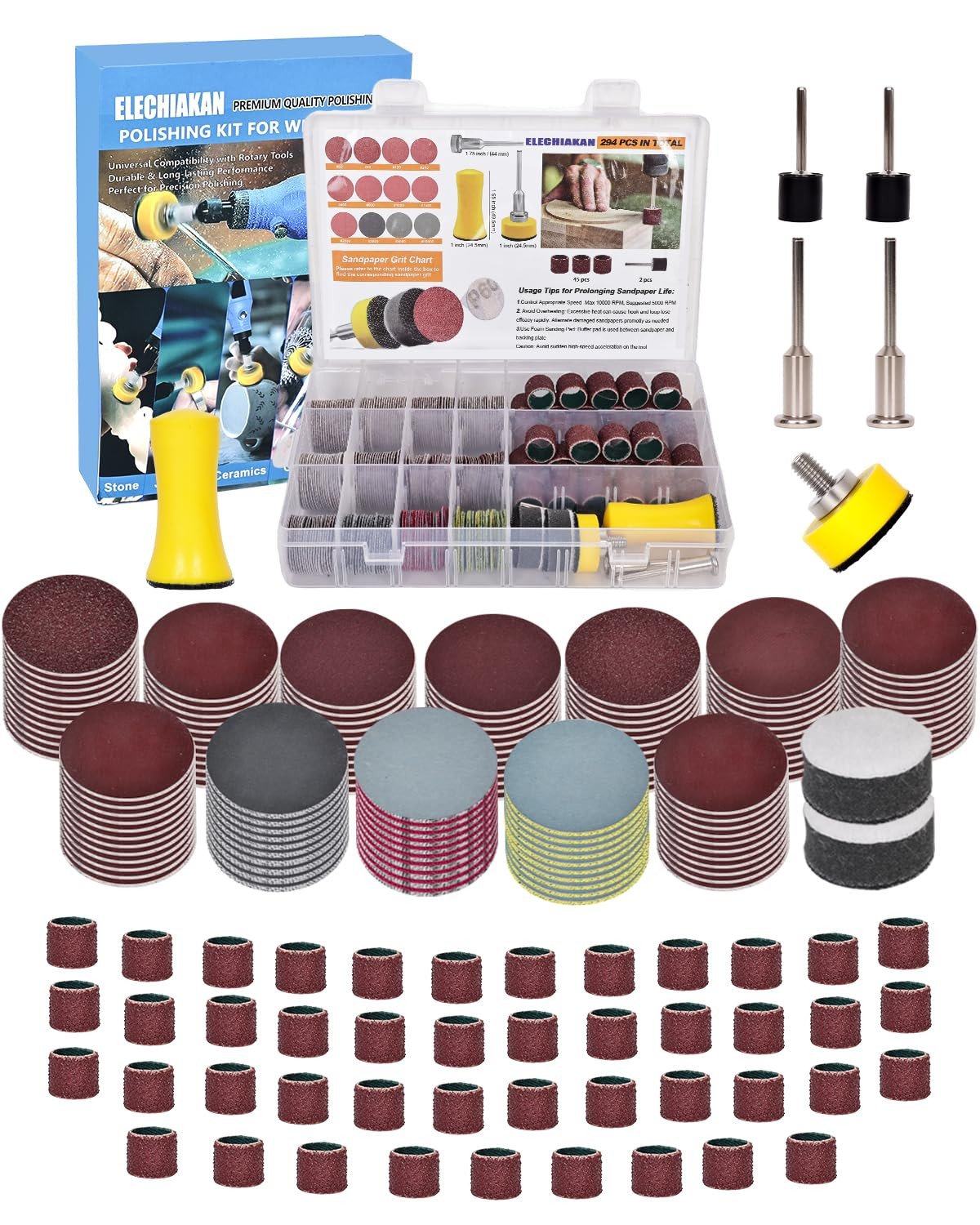 1 Inch Sanding Discs and Drums for Dremel Rotary Tool Accessories, Hook and Loop