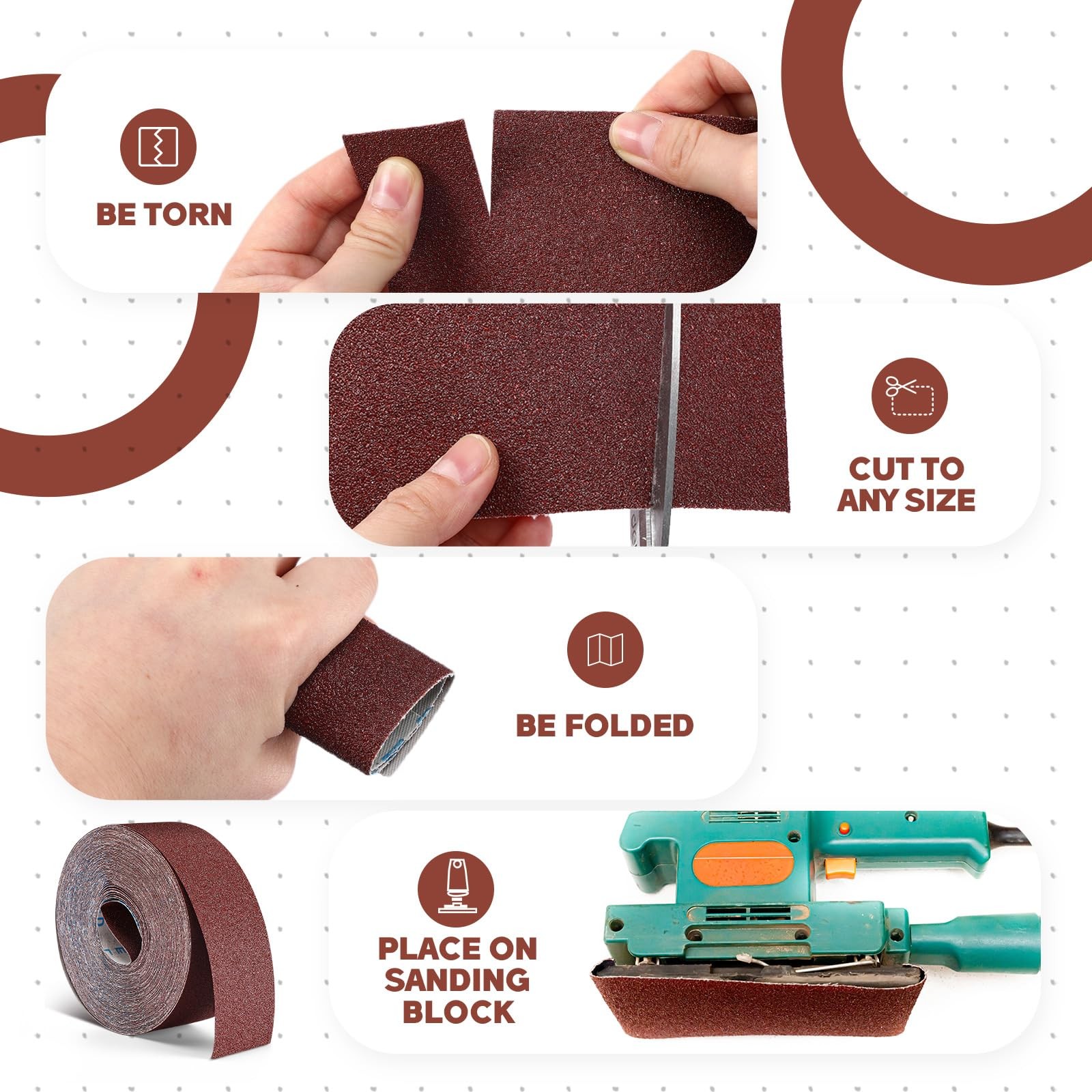 60 Grit Abrasive Sandpaper Roll 3”x100 ft Long Roll of Emery Cloth Sand Paper