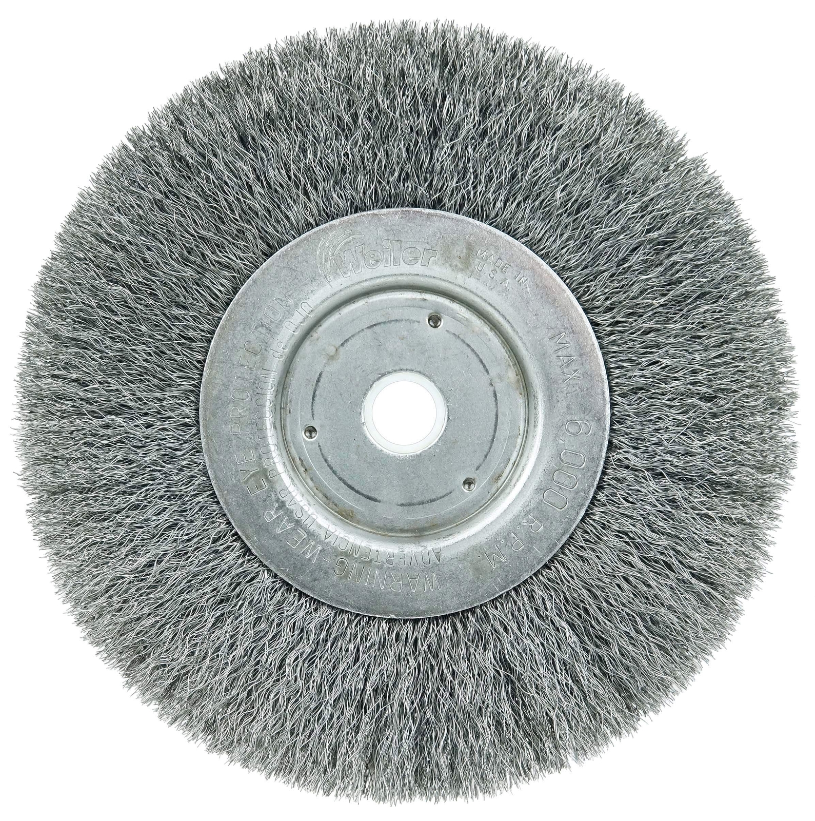 Weiler 01035 6″ Narrow Face Crimped Wire Wheel .006″ Steel Fill 5/8″-1/2″