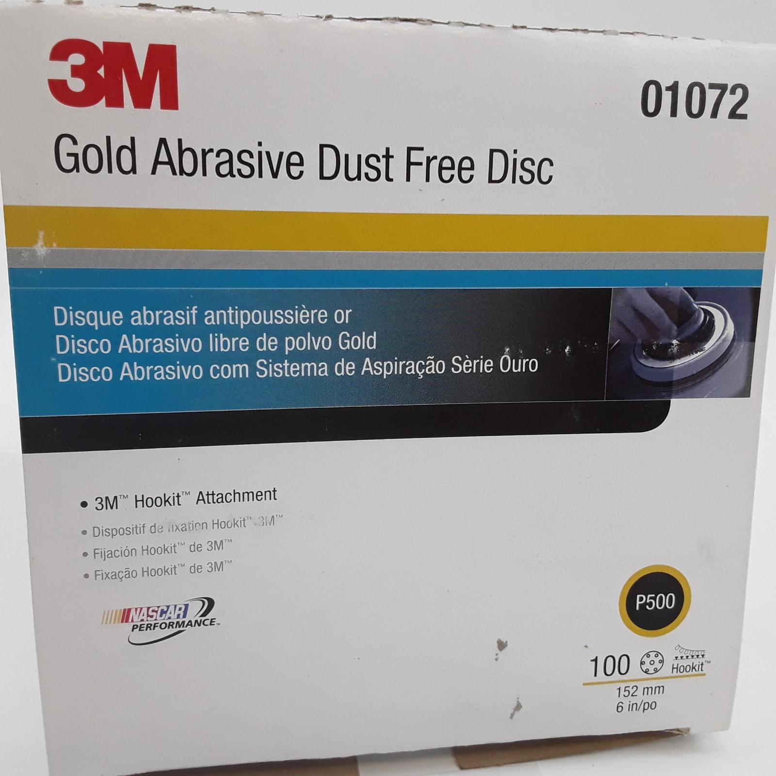 3M 01072 Gold Abrasive Dust Free Disc P500 Size 152mm 6in Heavy Duty Box of 100
