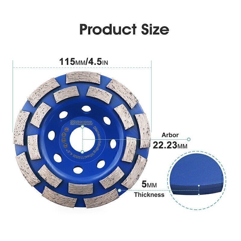 Diamond Double Row Grinding Wheel for Concrete Masonry Granite 4/4.5/5/7 in