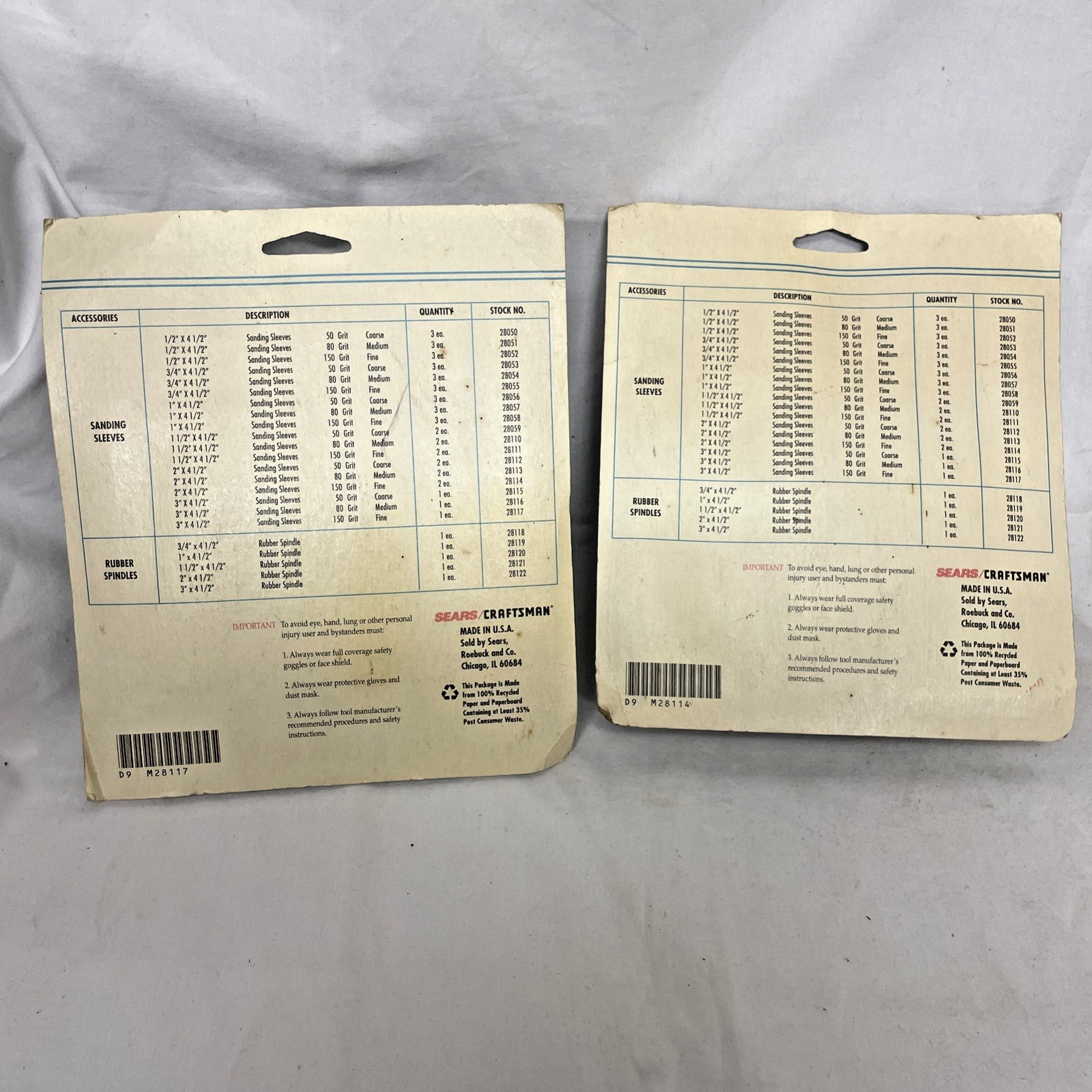 NIP CRAFTSMAN CLOTH SANDING SLEEVES OSCILLATING SPINDLE SANDER MEDIUM FINE GRIT