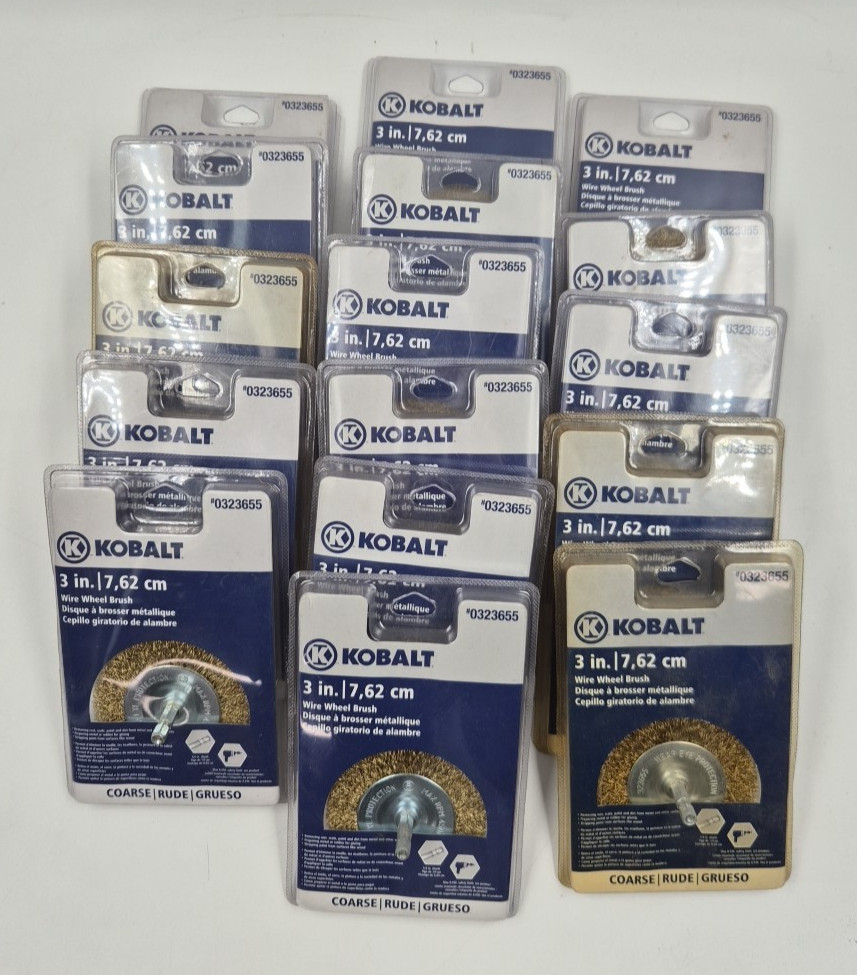 Lot of 16 Kobalt Wire Wheel Brush 0323655 3″ 7.62 cm Coarse 1/4″ Shank Drill Bit