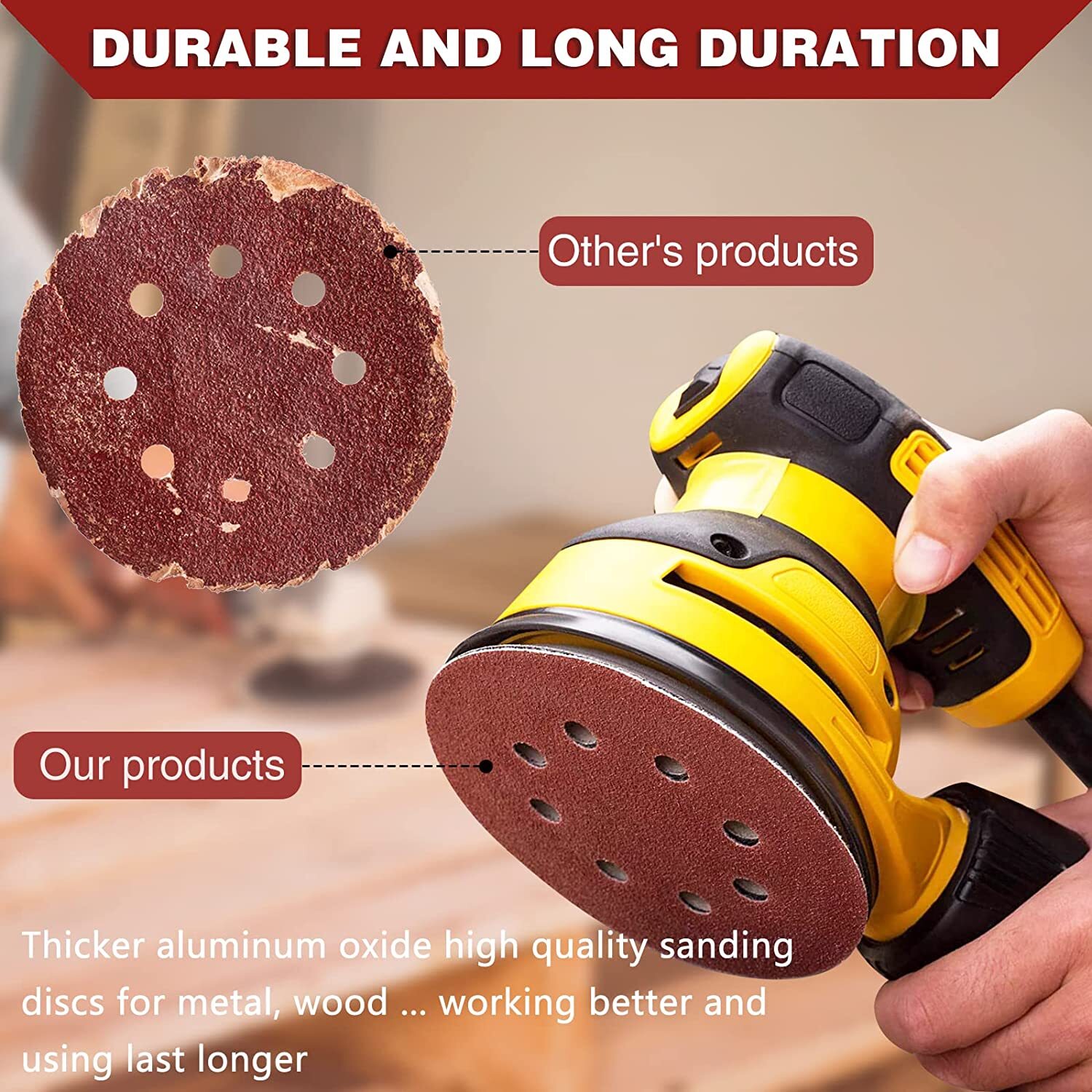 100PCS 5 Inch Sanding Disc 40 60 80 120 180 220 320 Grit Hook Loop Sandpaper Pad