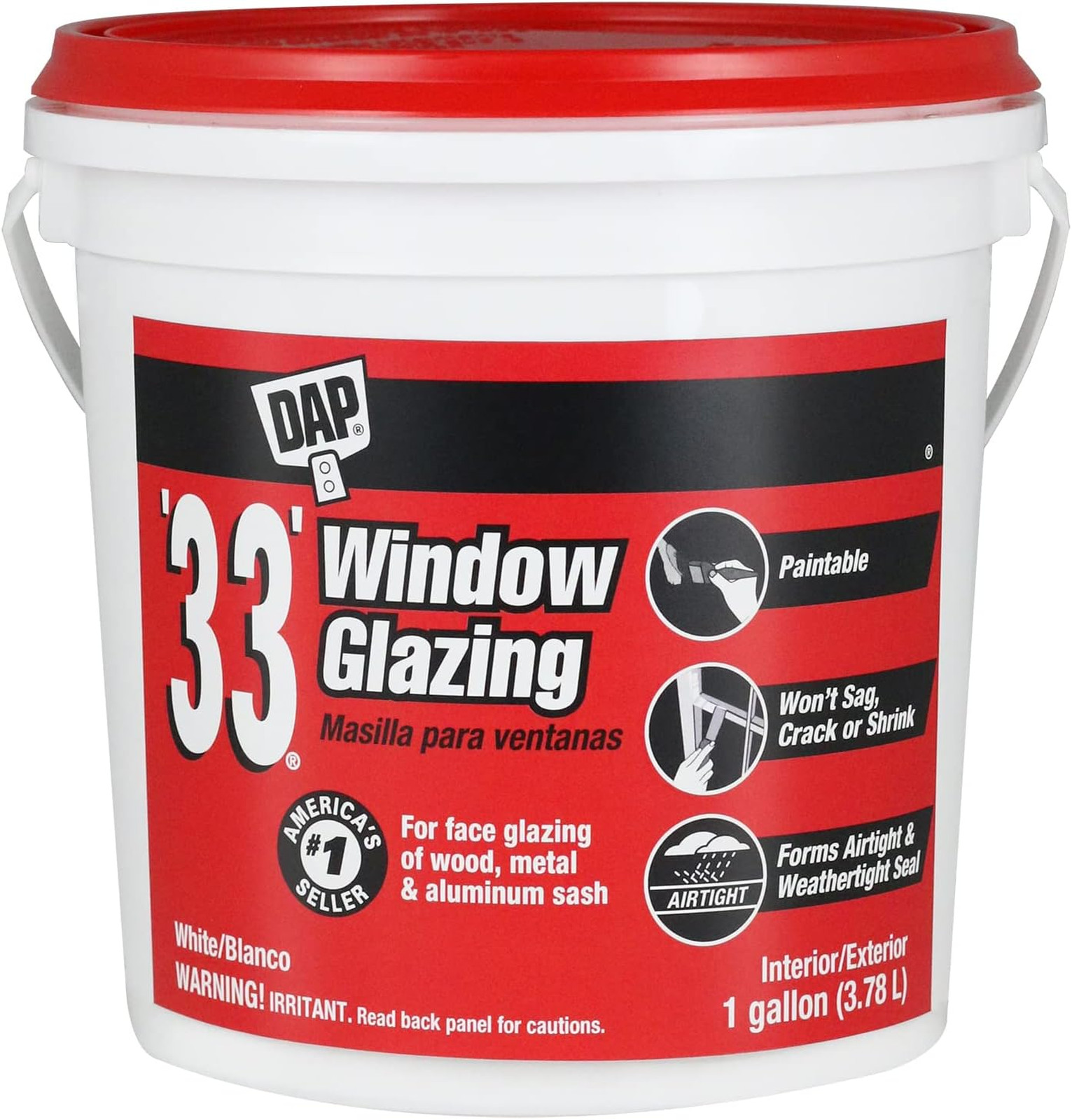 Window Glazing Compound White 1 Gal for Face Glazing Wood Metal Sash Interior