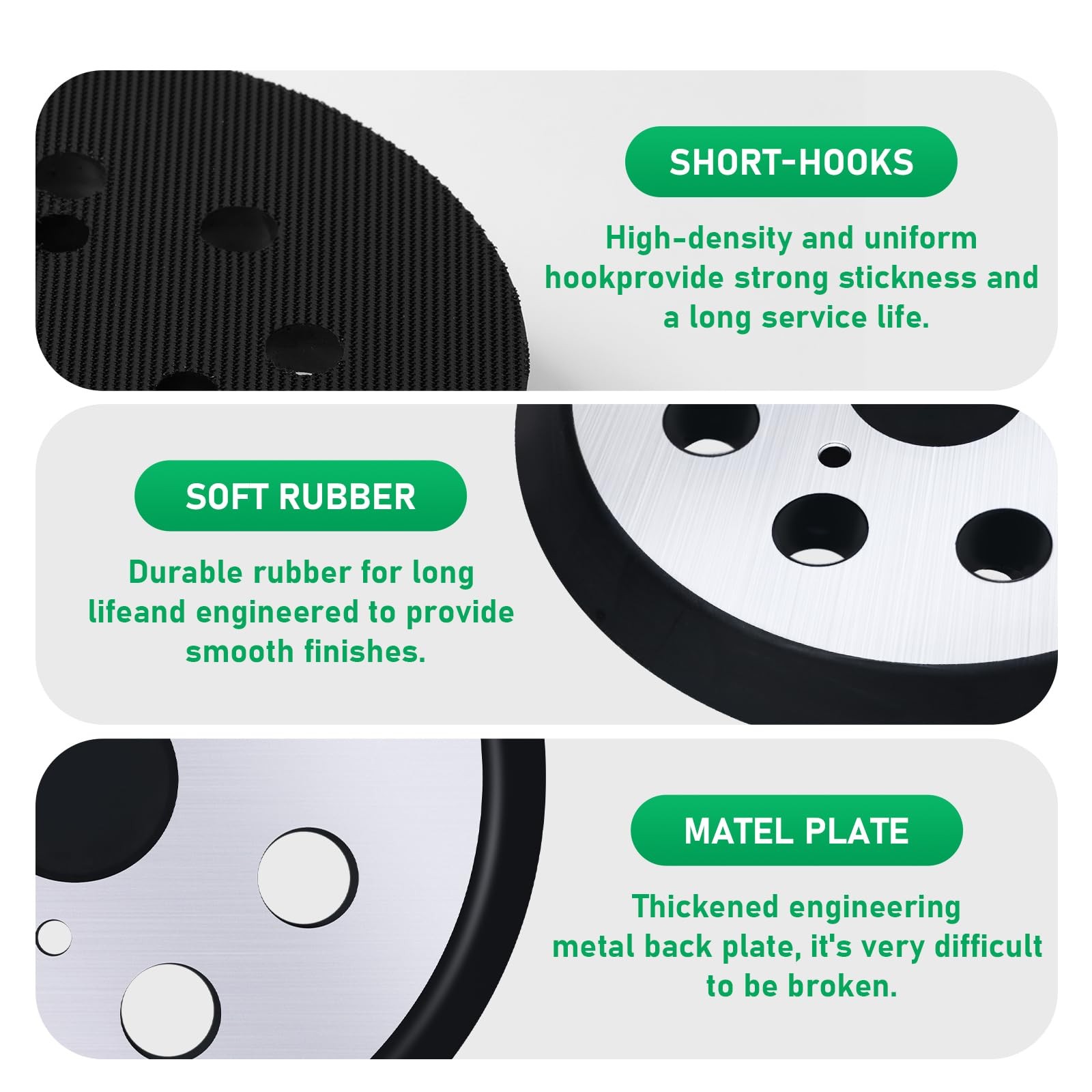 5 Inch 8 Hole Sander Pad Hook Loop Replacement For Random Orbital Sanders