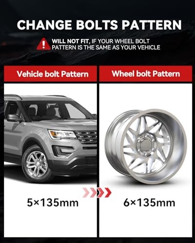 2PCS 5×135 to 6×135 Wheel Adapters for Expedition Wheels on F150 Vehicle