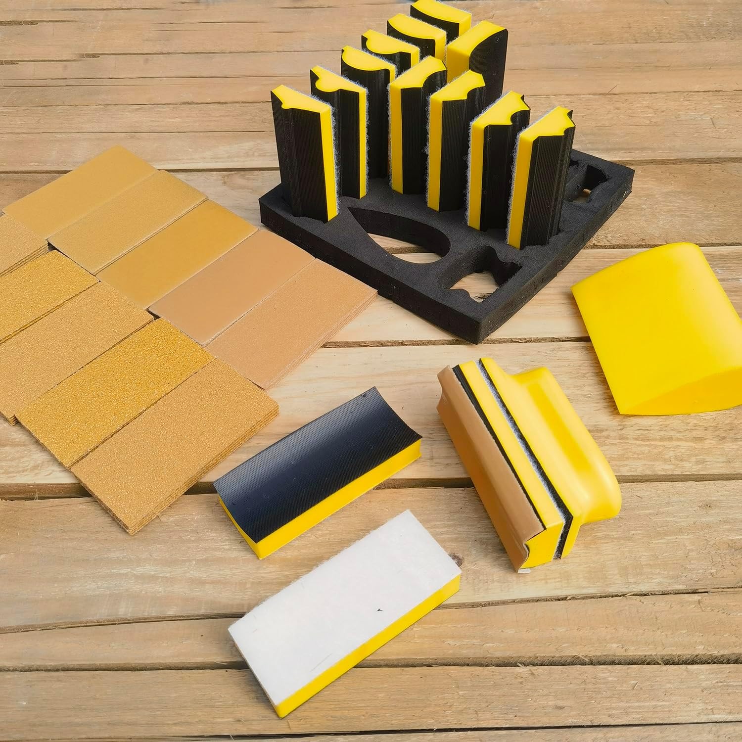 Sanding Block Set 56 PCS Assorted Shapes Sandpaper Kit for Woodwork Crafts Auto
