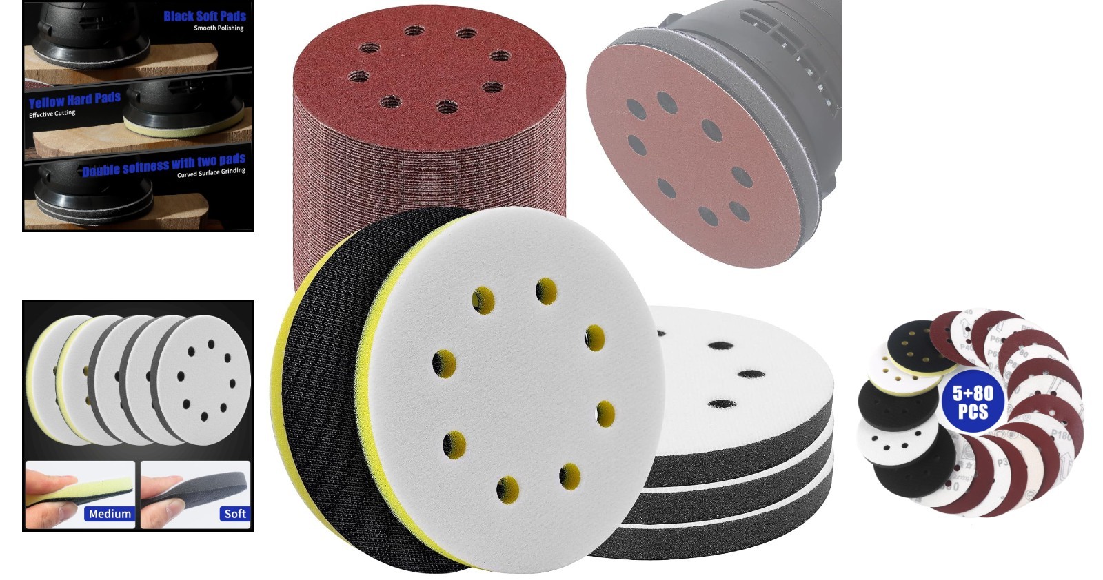 Professional 85 Pack of 5-Inch Sanding Pads – Enhanced Flexibility & Durability