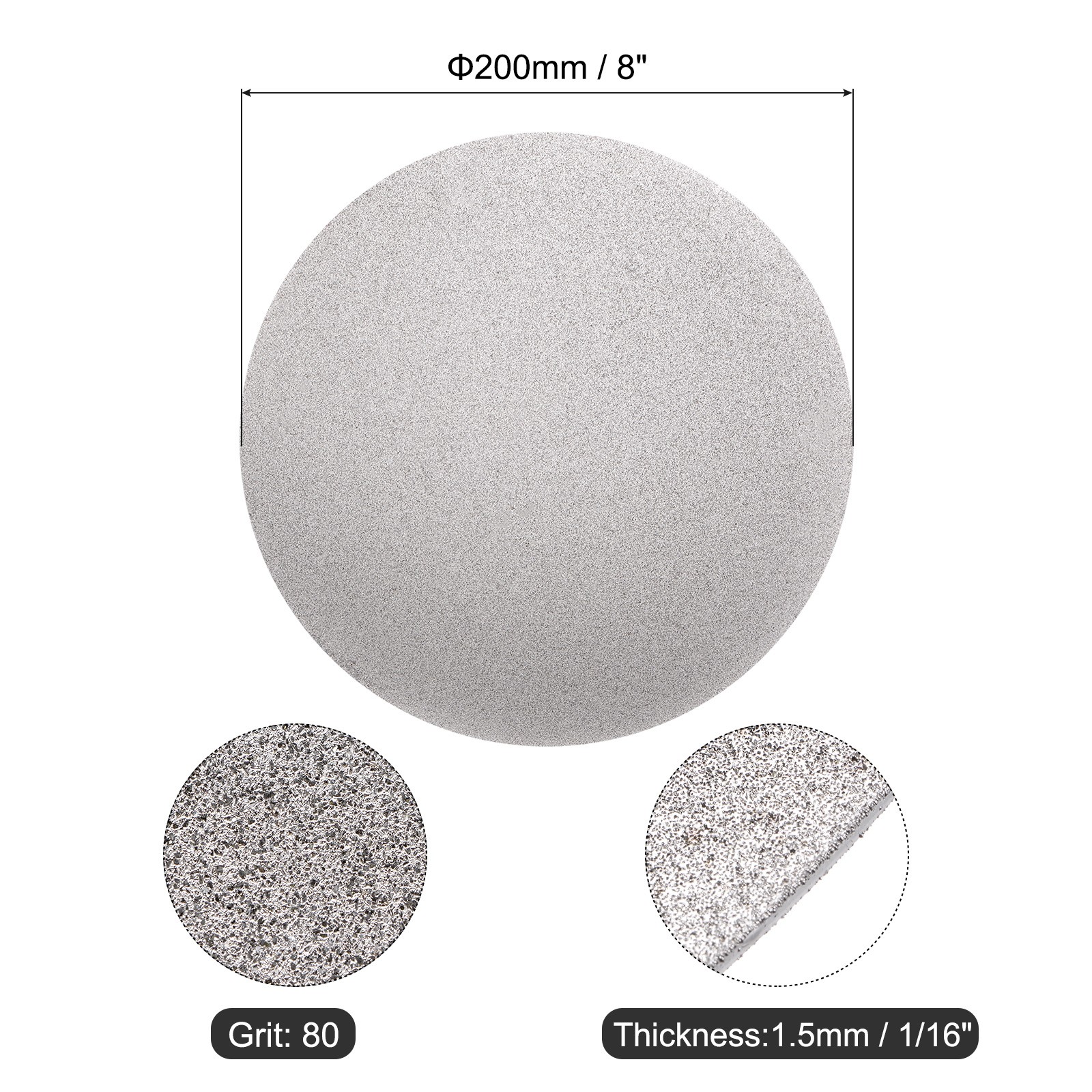 Diamond Sanding Grinding Disc 8″ Grit 80 No Center Hole Flat Lap Wheel Disk