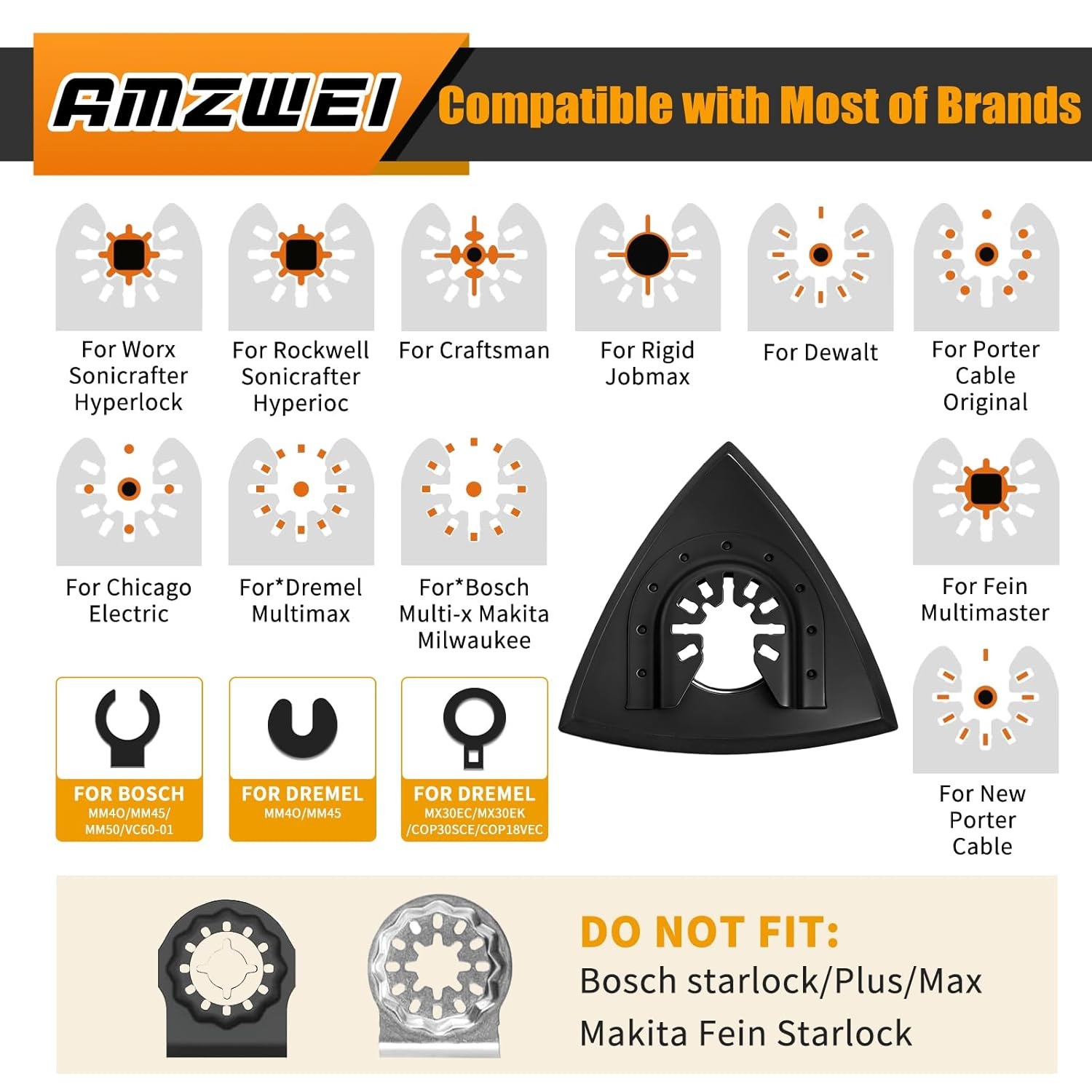Upgraded 266CS Zirconia Oscillating Tool Sanding Kit | 3 Triangle/Finger Sanding