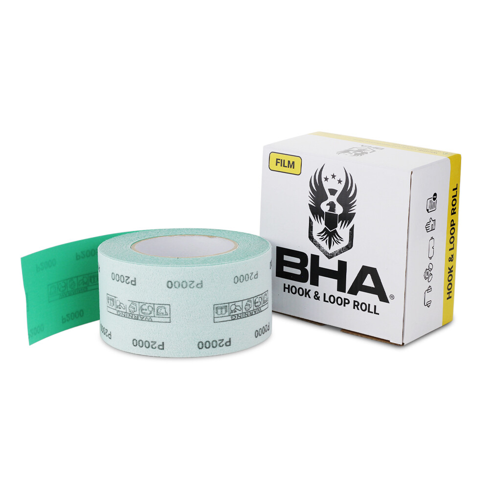 BHA 2-3/4″ x 20 Yard Green Film Hook & Loop Longboard Sandpaper Roll, Wet/Dry