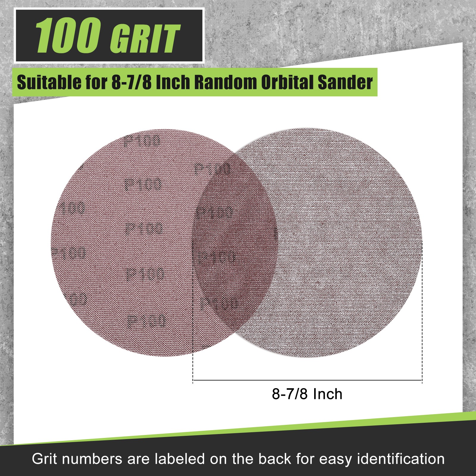 10 Pcs 8-7/8 Inch Grid Sanding Discs, 100 Grit Wall Sanding Discs