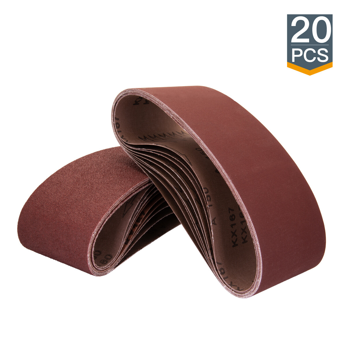 POWERTEC 3×21″ Sanding Belt Assortment 20-Pack – 40/80/120/240 Grit (5 Each)
