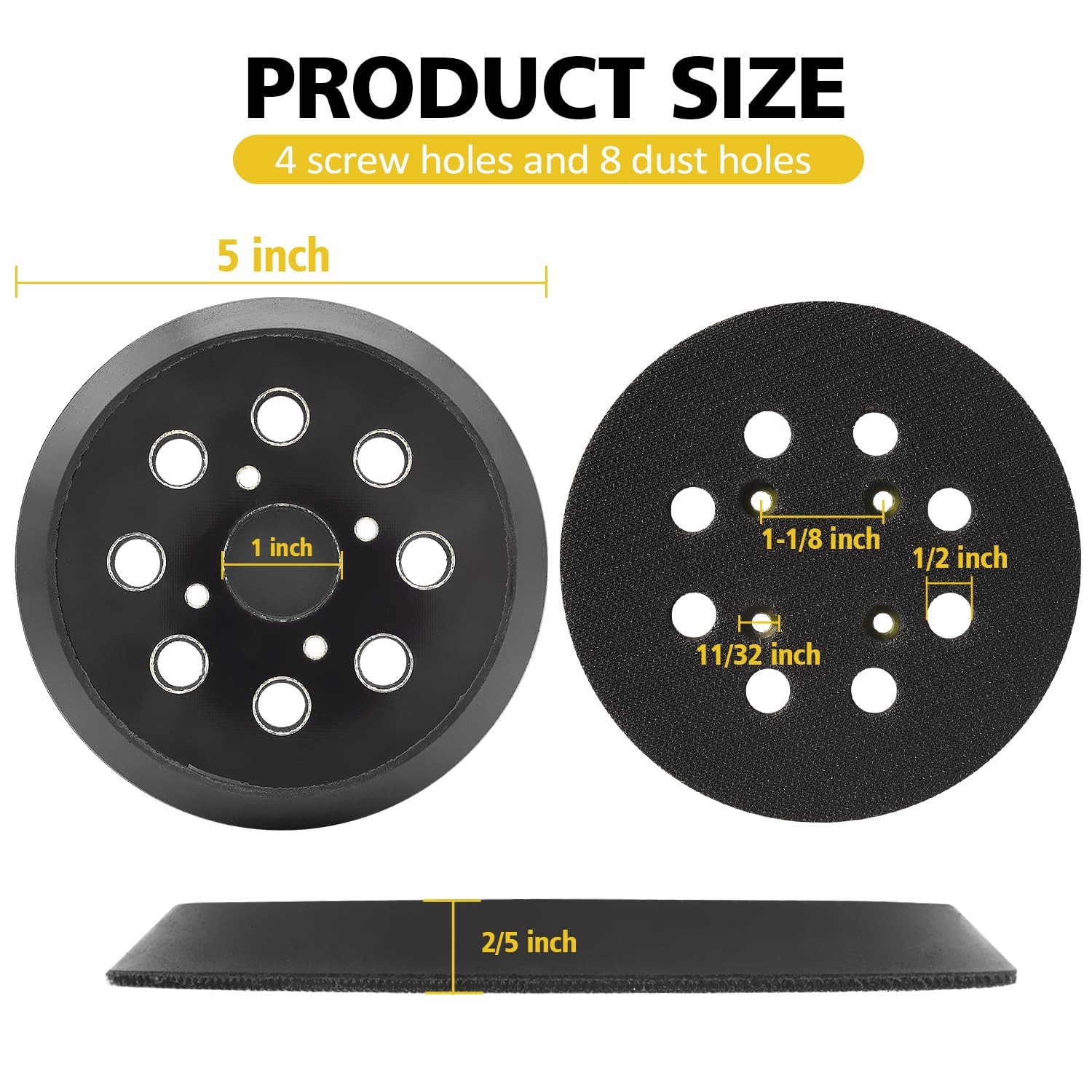 5 Inch Sander Pad 2 Pack Hook Loop Backing For Random Orbital Sanders Soft Rubbe