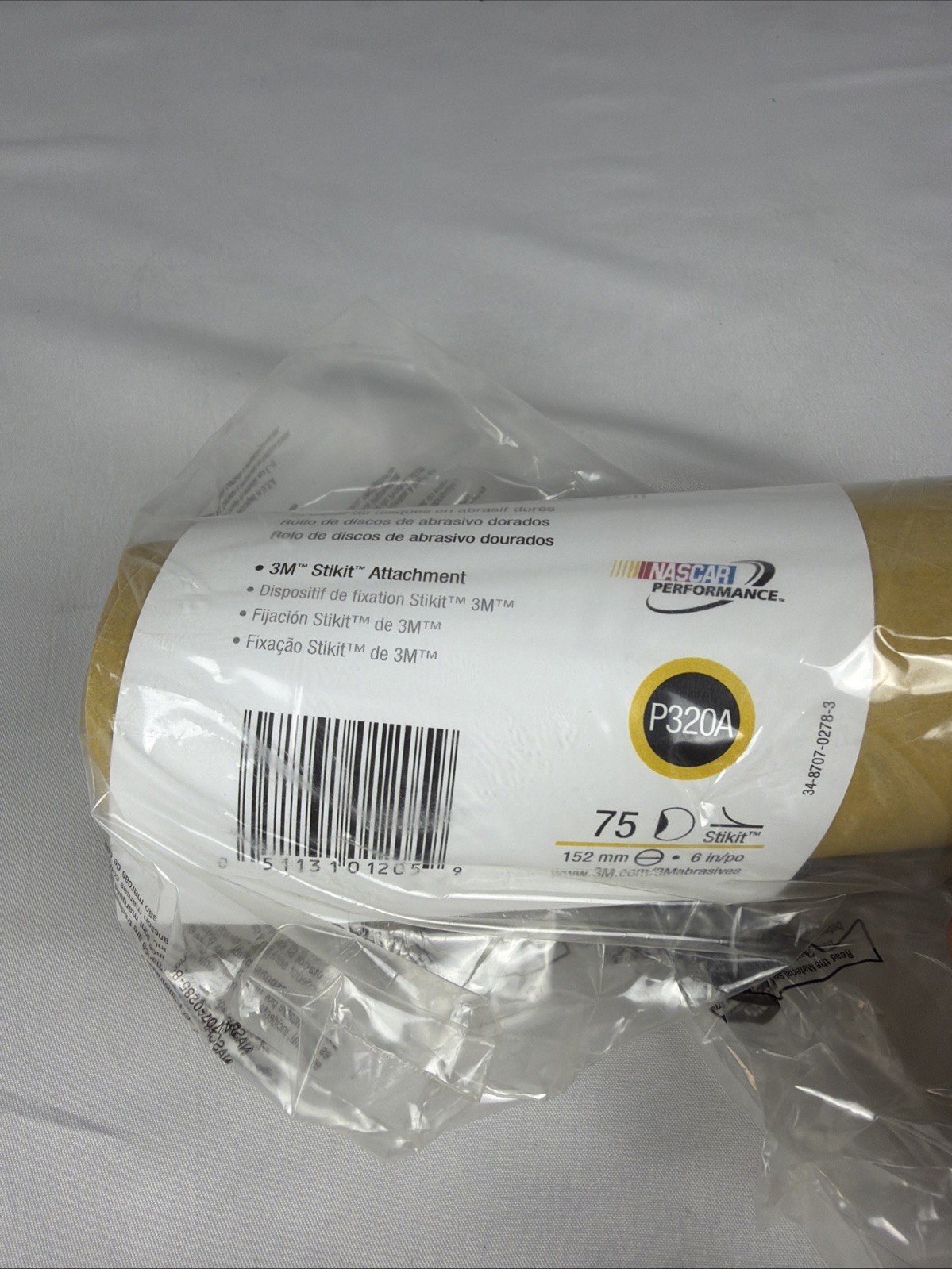 3M STIKIT GOLD PAPER DISC ROLL 216U P320 A-WEIGHT 6 INCH X NH ( 175 DISC ROLL)