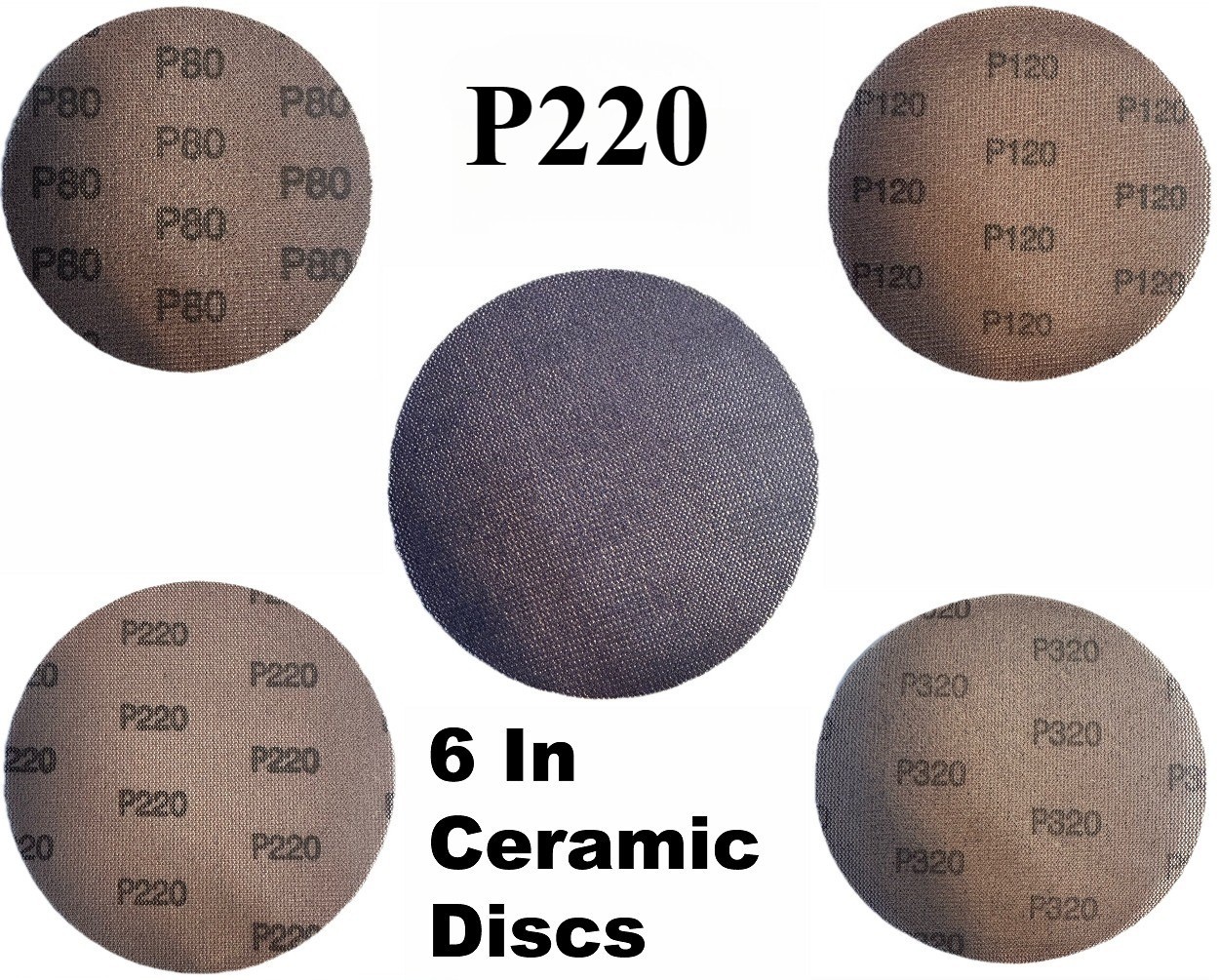 50PACK Mesh Sanding Discs 6 In 150 mm Hook and Loop Sandpaper 220 Grit for Metal
