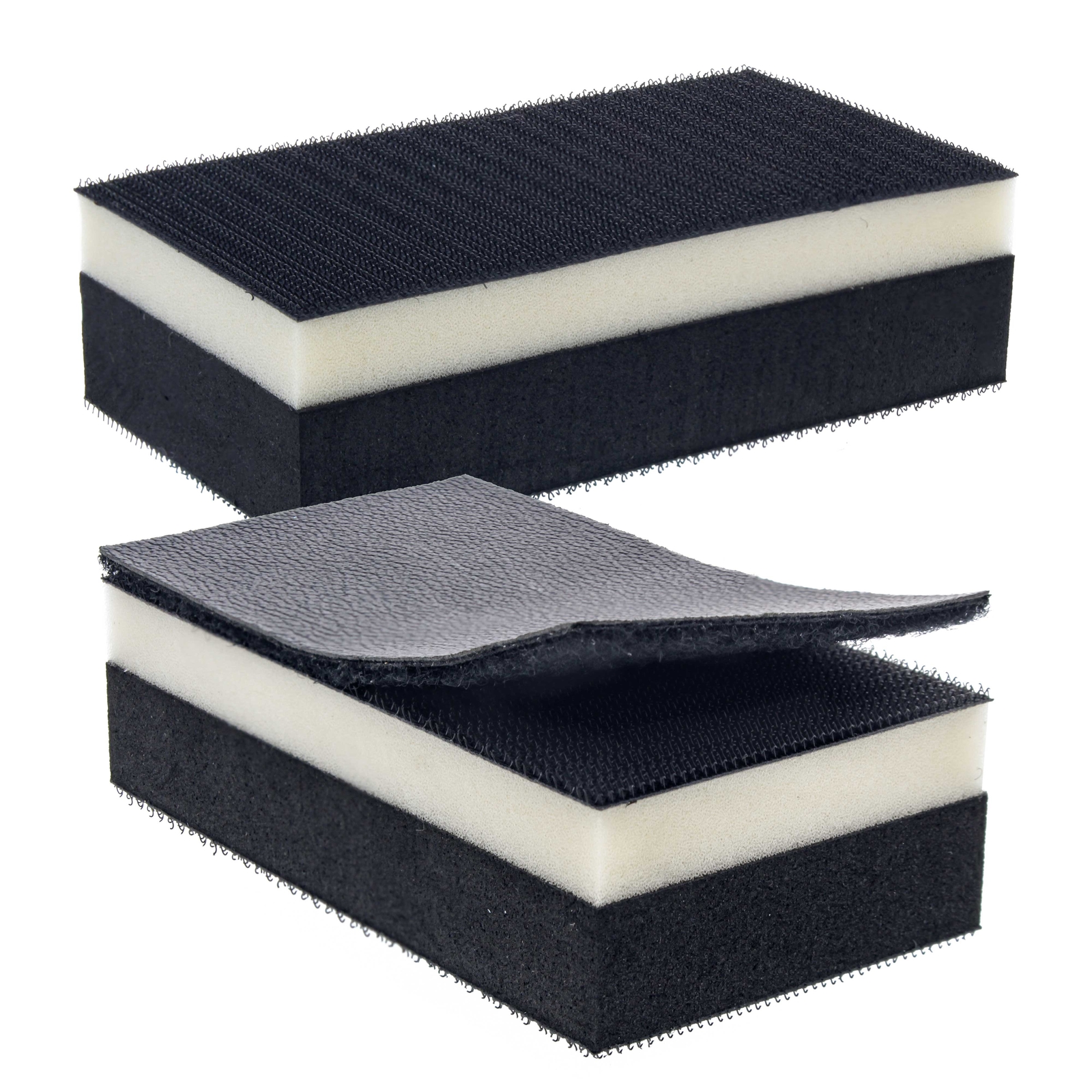 2 Rectangle 5″ Dual Density 2 Sided EVA Hand Sanding Blocks, Hook & Loop, PSA