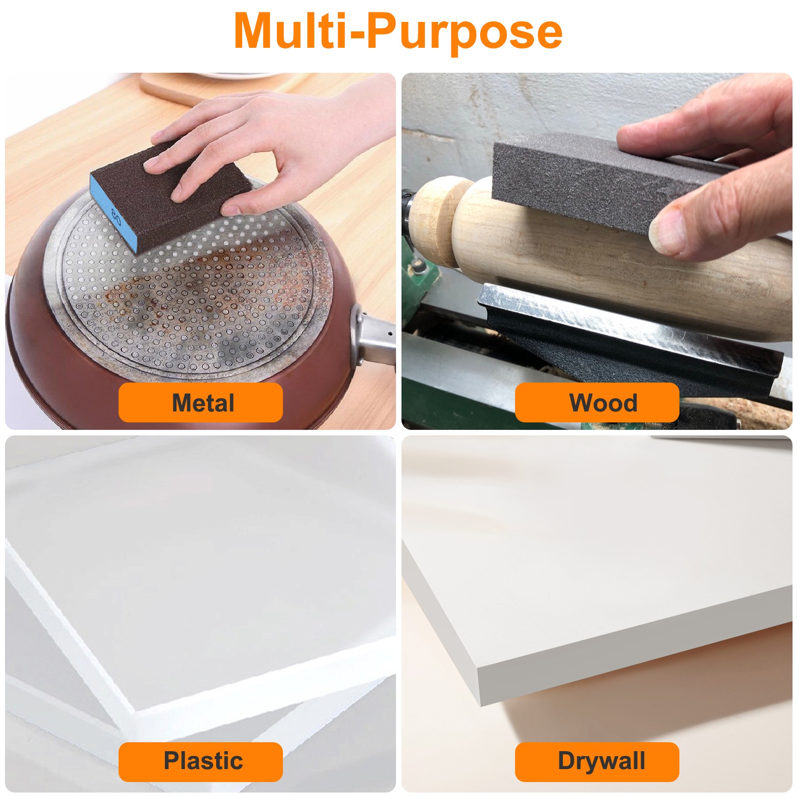 14PCS Sanding Sponge Blocks 60-280 Grit Wet Dry Reusable for Wood Drywall Metal