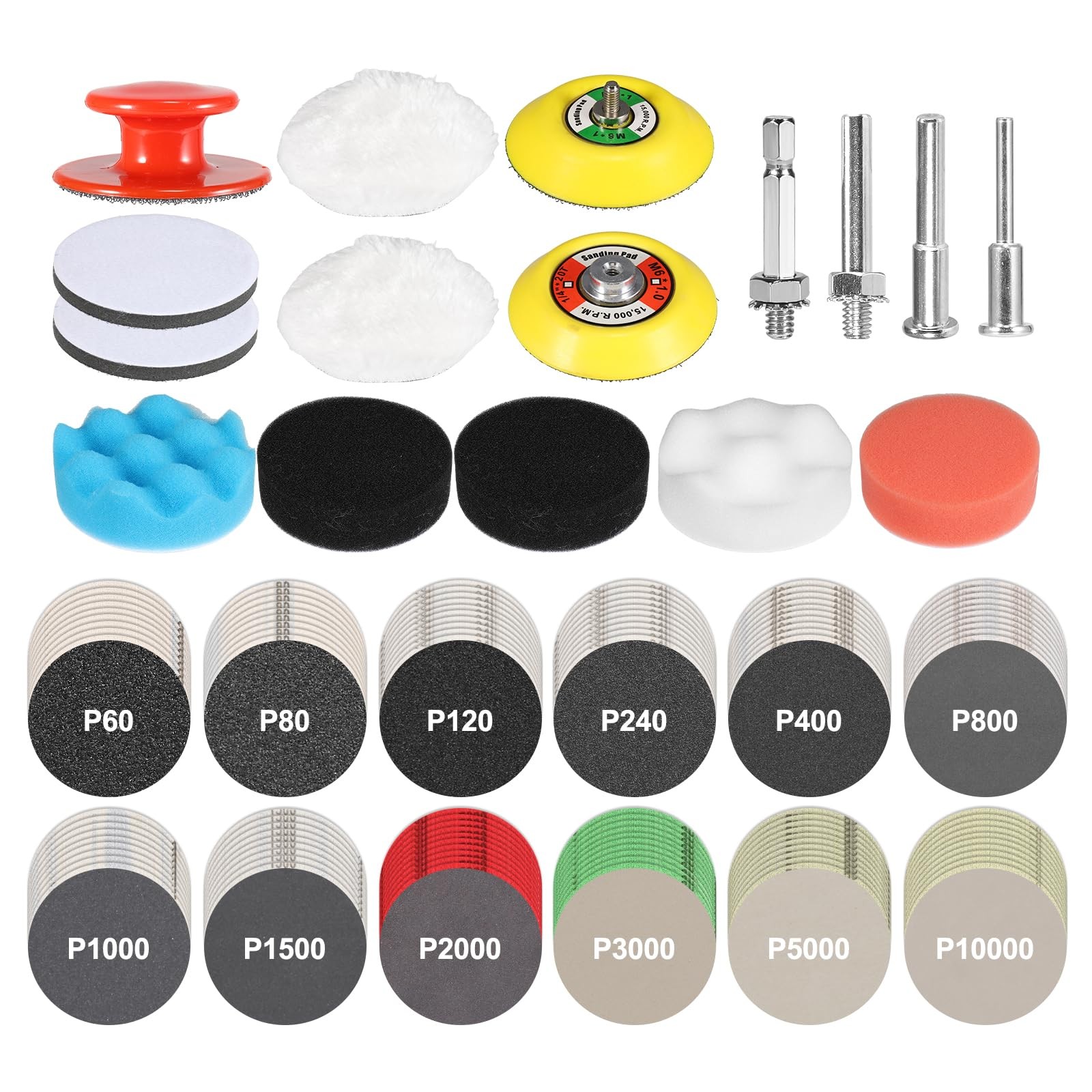136Pcs Sanding Disc Drill Polishing Kit,3 Inch Sandpaper Wet Dry Headlight Re…