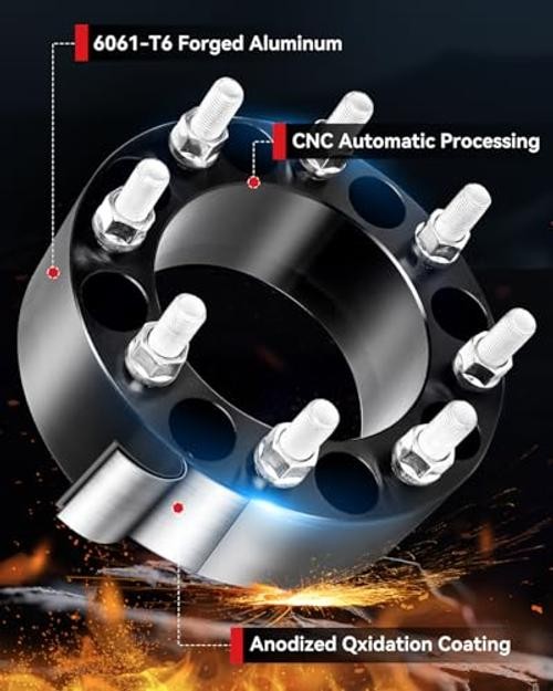 2PCS 8×6.5 to 8×180 Wheel Adapters for Silverado 3500 Wheels on Sierra 2 inch