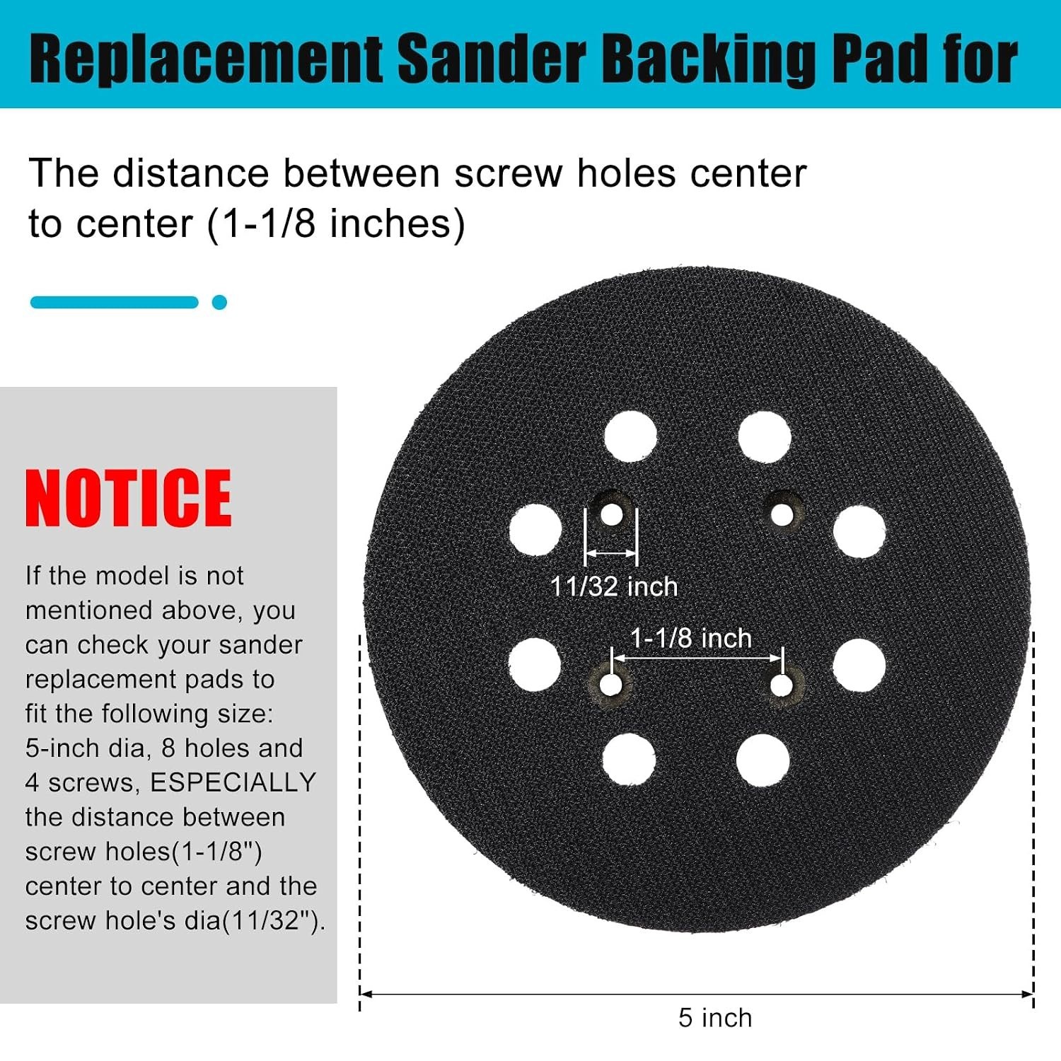 2 Pcs 5 Inch 8 and Loop Orbital Sander Replacement Pad | Hook And Loop Backin…