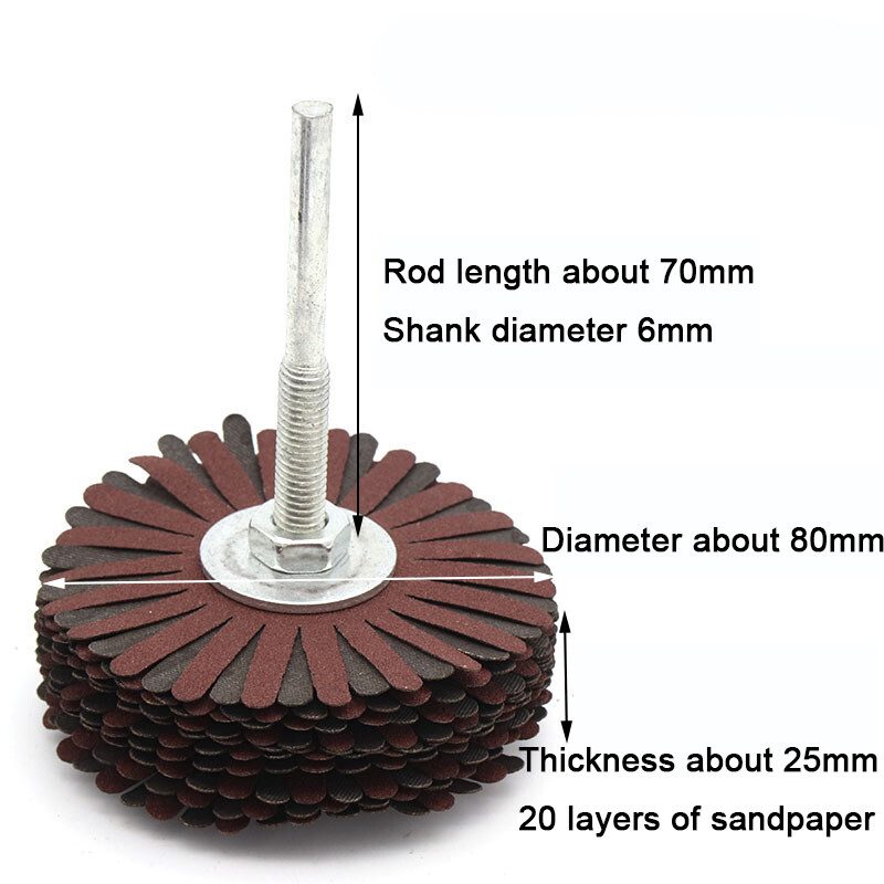 80mm Abrasive Cloth Flap Wheel Sanding Disc With 6mm Shank Diameter 80-400 Grit