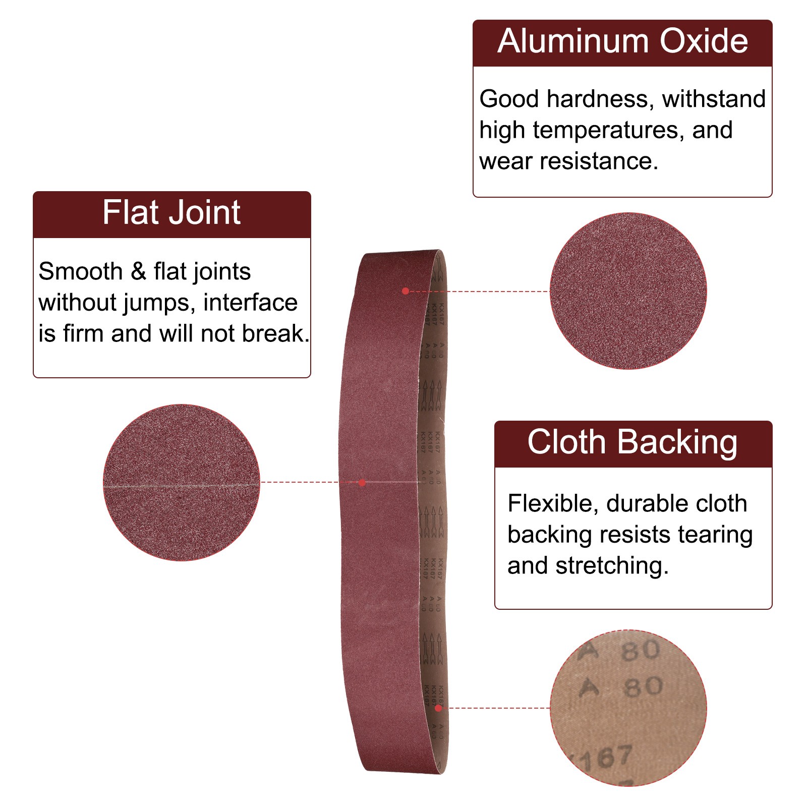 10pcs 6″ x 89″ Sanding Belts 80 Grits Aluminum Oxide Abrasive Sander Belts