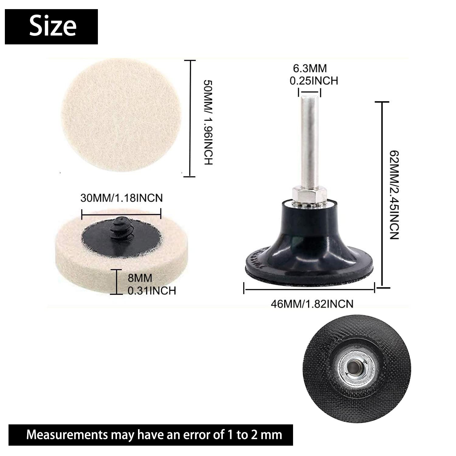 30 Pcs of 2″ Commpressed Wool Fabric Quick Change Disc Polishing 2 inches