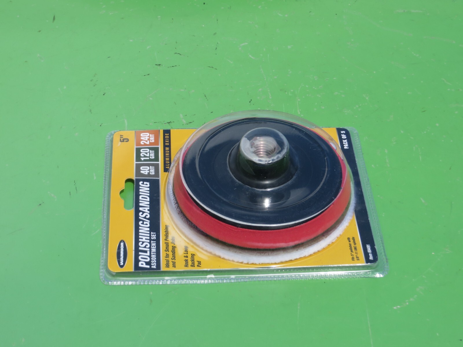 WARRIOR 5″ POLISHING SANDING DISC ASSORTMENT SET PACK OF 5 69491 5/8″ – 11 UNC