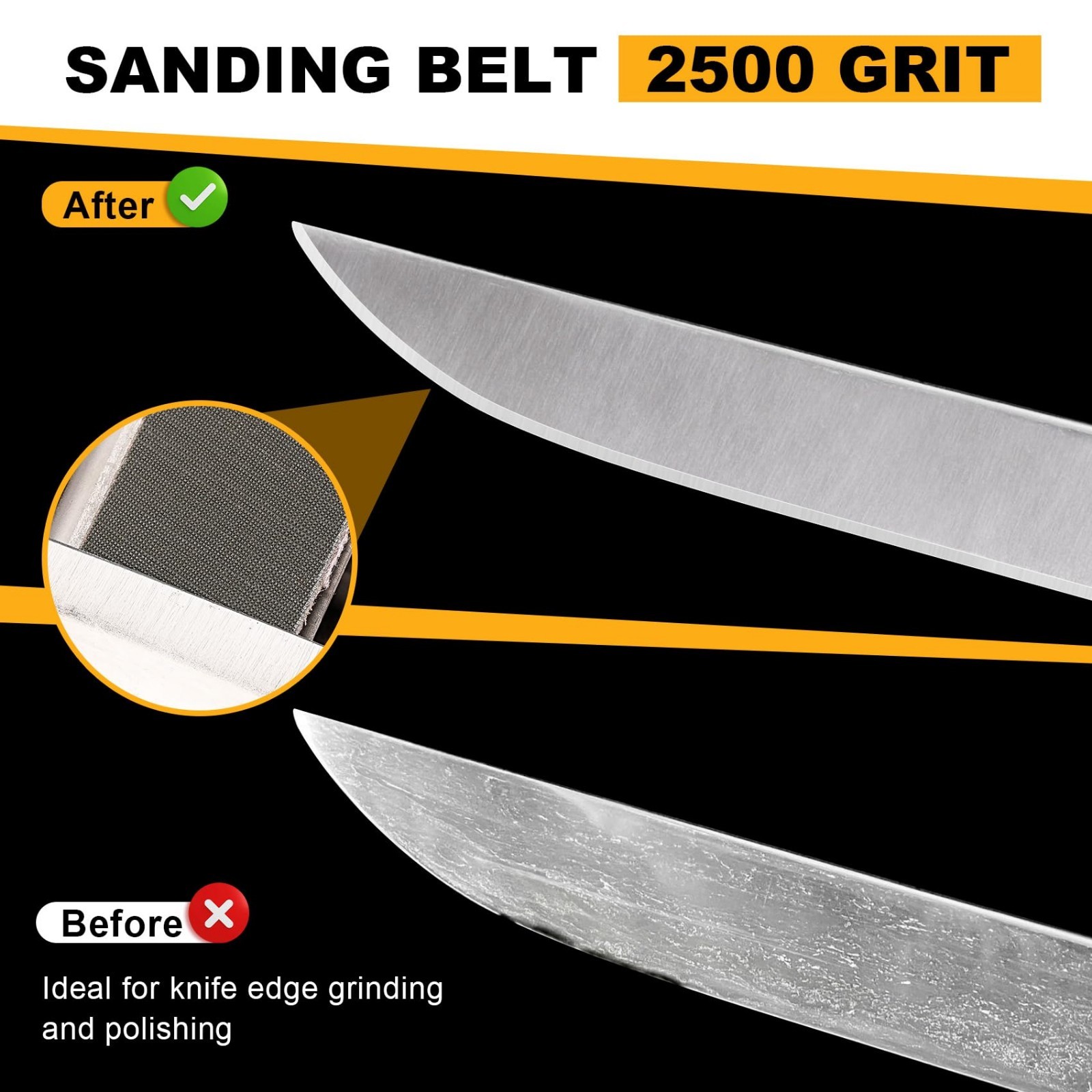 10 Pack 1.2″x13″ Knife Sharpener Sanding Belts – 2500 Grit for Precision Sharpen