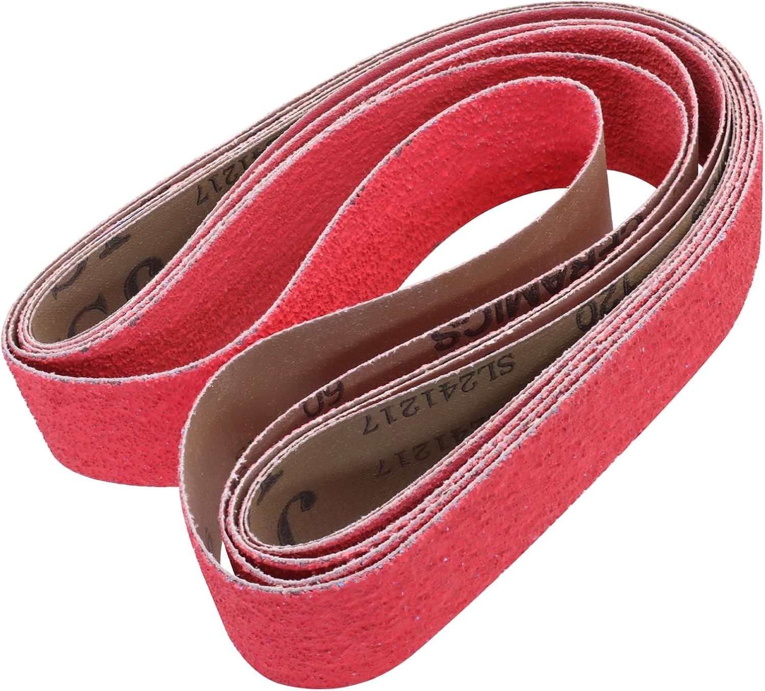 Durable 2×42 Inch Ceramic Metal Grinding Belts – 5 Pack with Mixed Grits 36-120