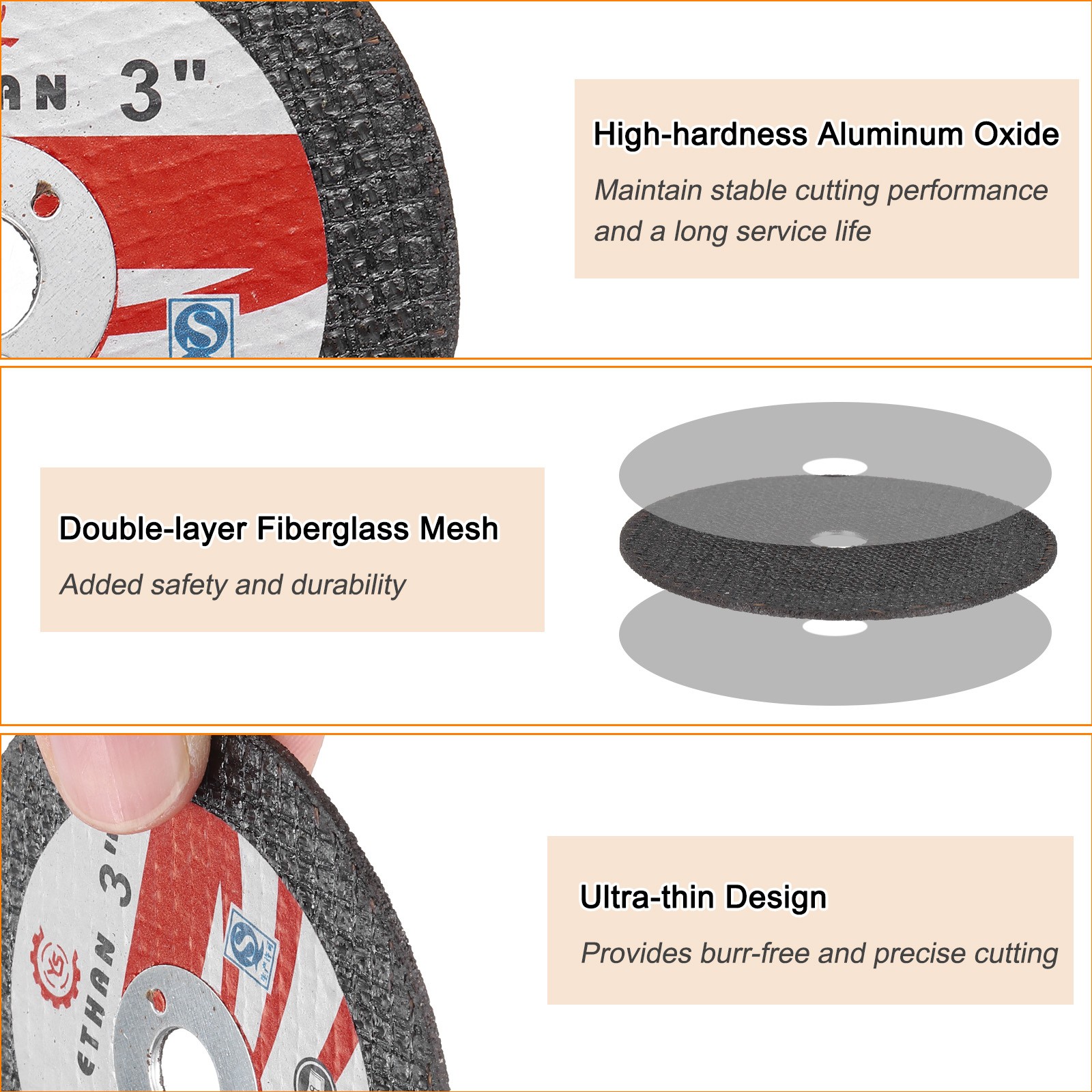 10pcs Cut Off Wheels 3″ x 1/20″ x 3/8″ Cutting Discs Black