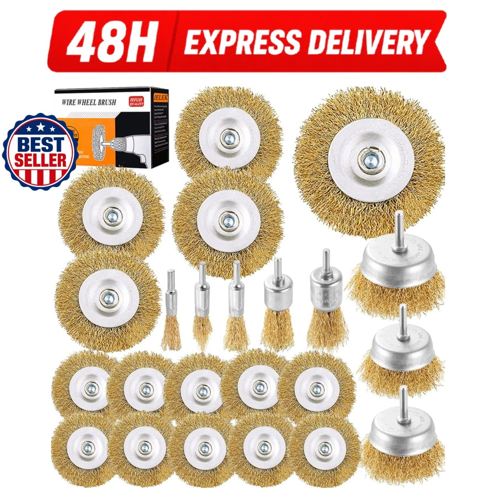 Wire Wheel Brush Cup Brushes Set, 23 Pack Steel Wire Brush Kit