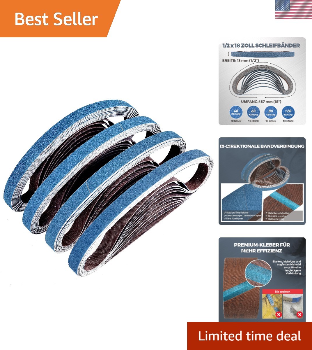 Waterproof Zirconia Sanding Belts 1/2 x 18 Inch – Perfect for Abrasive Tasks