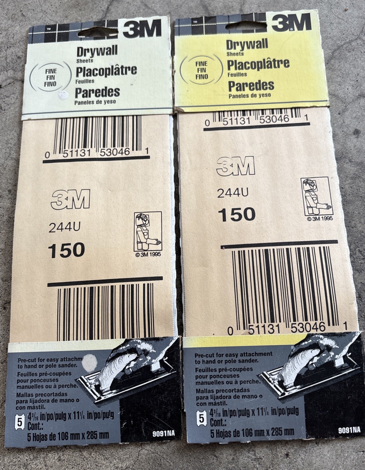 🔥10 COUNT🔥 3M Drywall Sheets 244U 150 Fine 4 3/16” X 11 1/4”