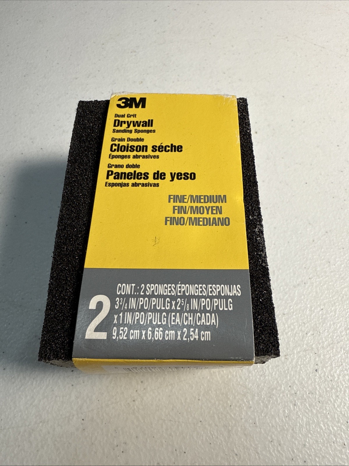 3M 2 5/8 in. x 3 3/4 in x 1 in. Dual Grit Fine/Medium Drywall Sanding Sponge