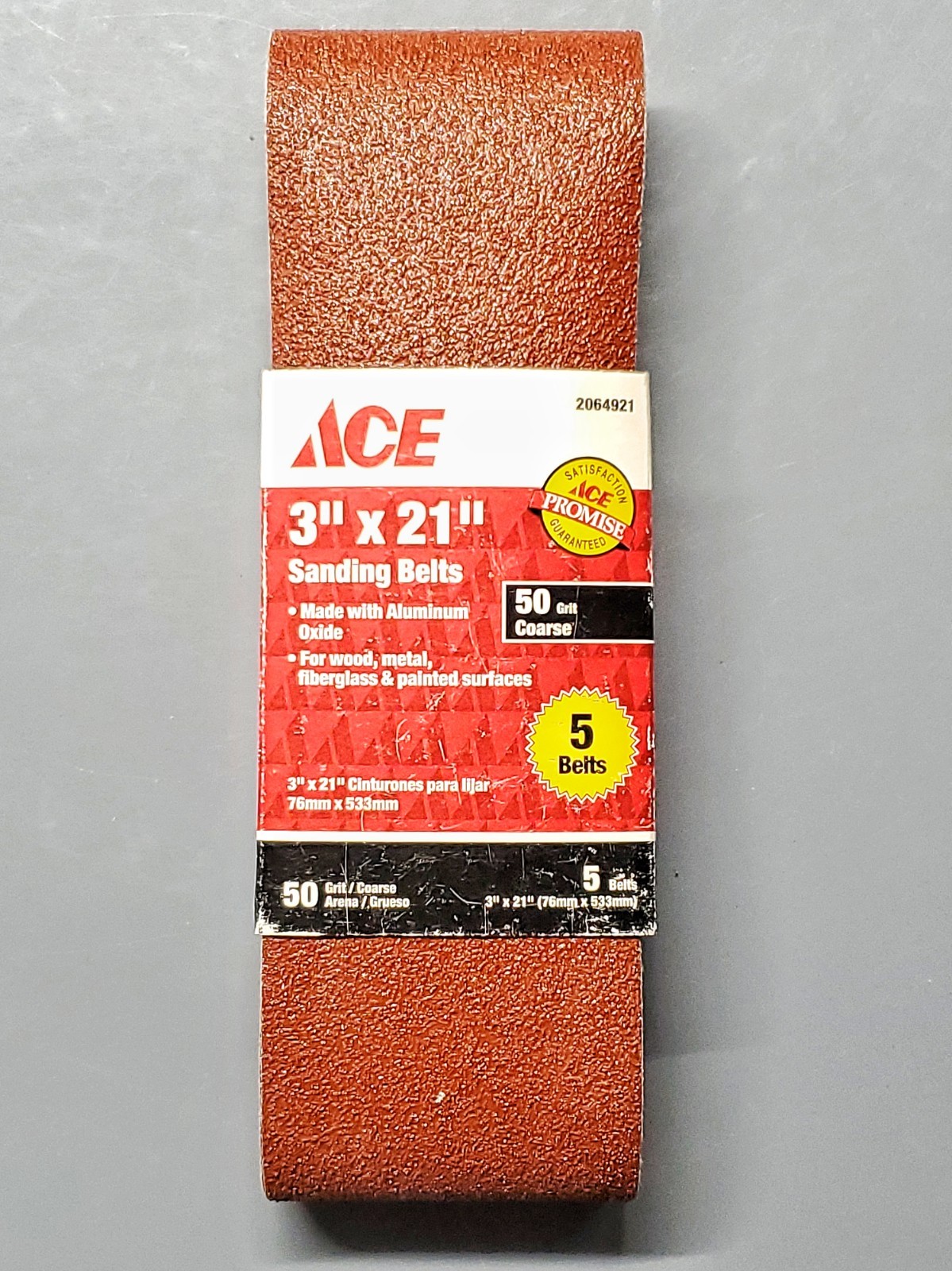 Ace 2064921 3″ x 21″ Sanding Belts 50 Grit Coarse Aluminum Oxide – 4-Pack not 5