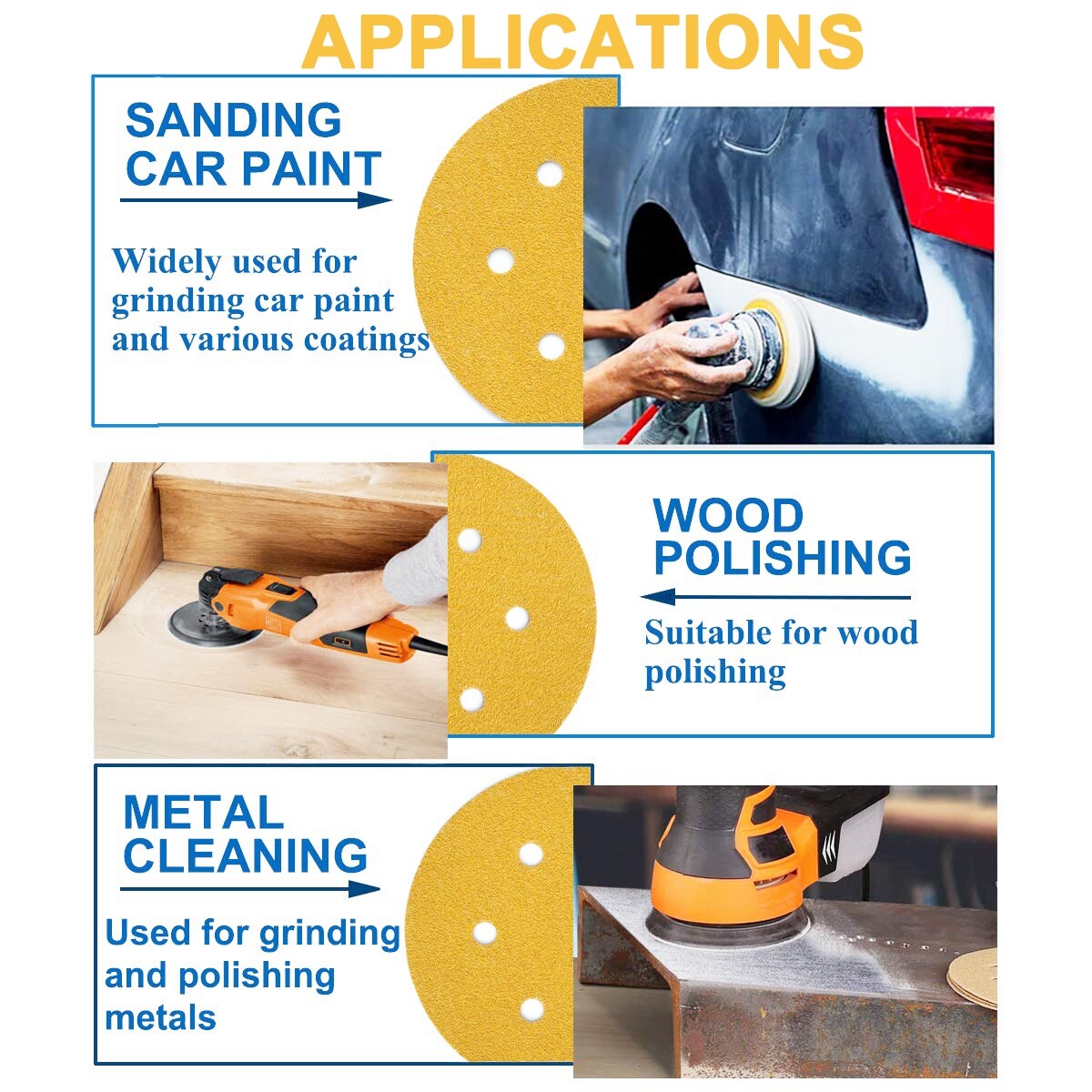 6 in Sanding Discs 80 120 220 320 400 Grit Hook Loop Orbital Sander Sandpaper