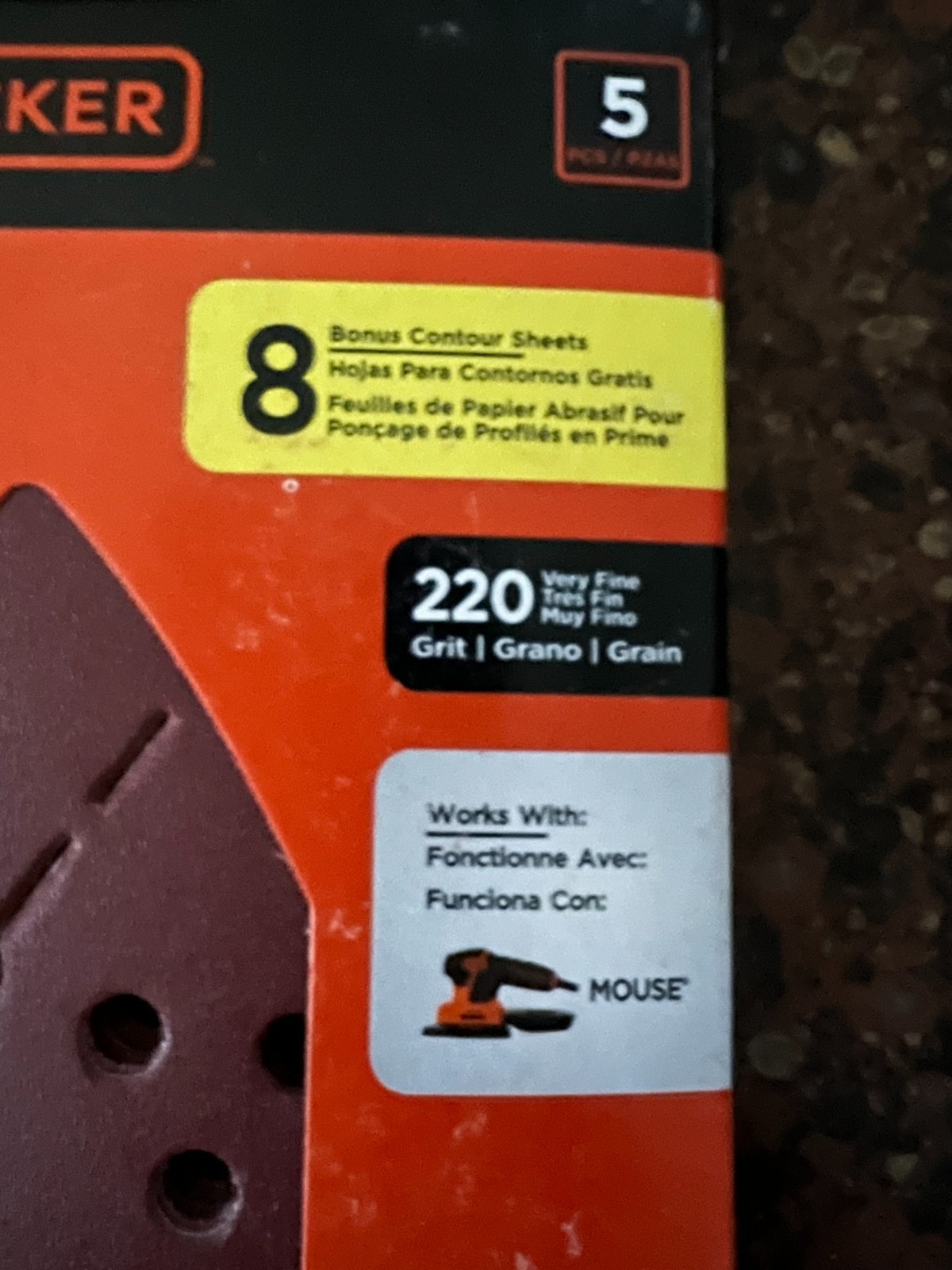 Black+Decker Mouse Sandpaper 220 Grit – LOT of 15 Packs (195 Pieces) NEW