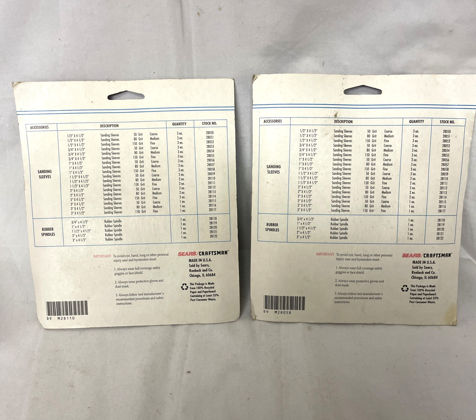 NIP CRAFTSMAN CLOTH SANDING SLEEVES OSCILLATING SPINDLE SANDER MEDIUM FINE GRIT