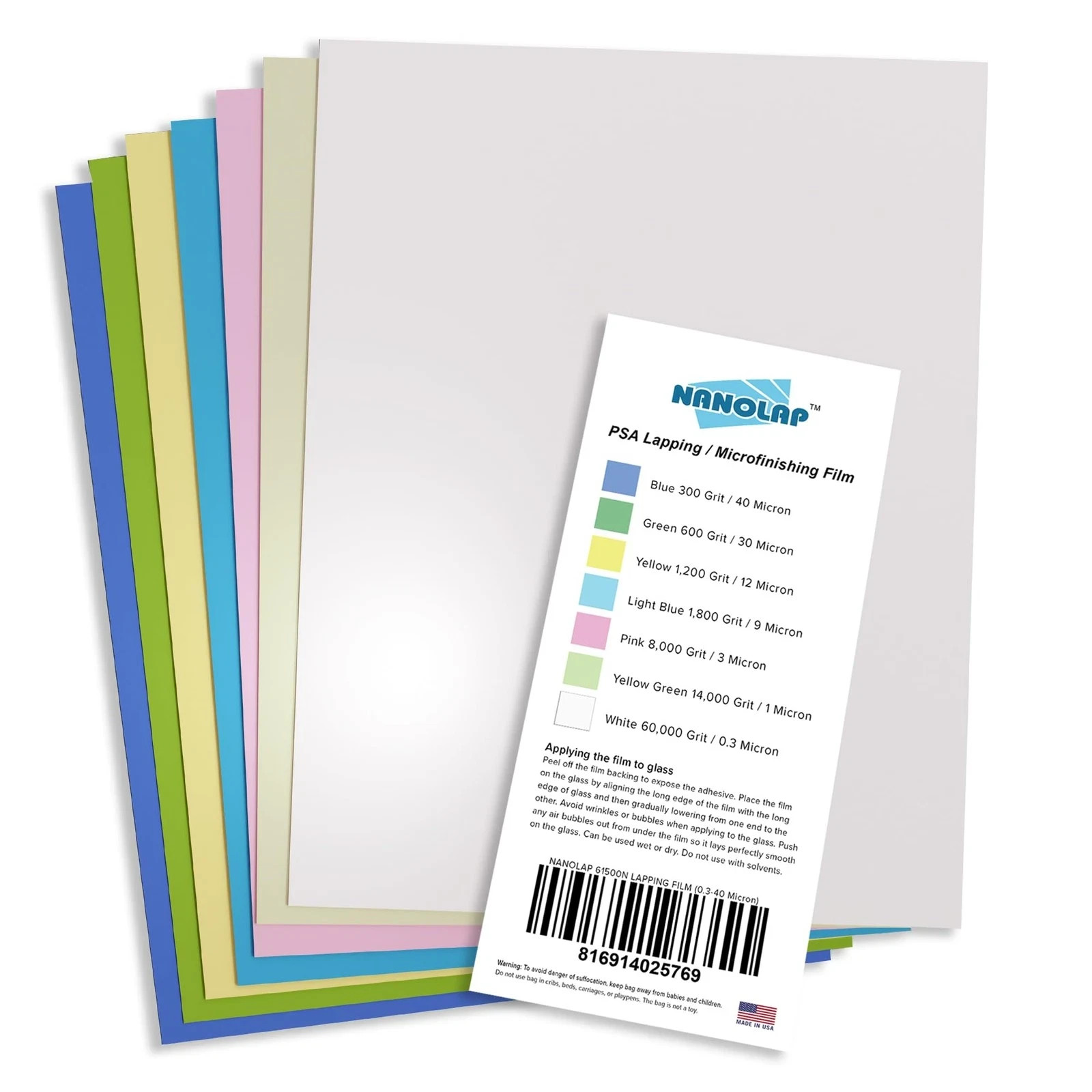 PSA Lapping Film, 7 Piece Pressure Sensitive Adhesive Polishing Paper, 8-1/2”…